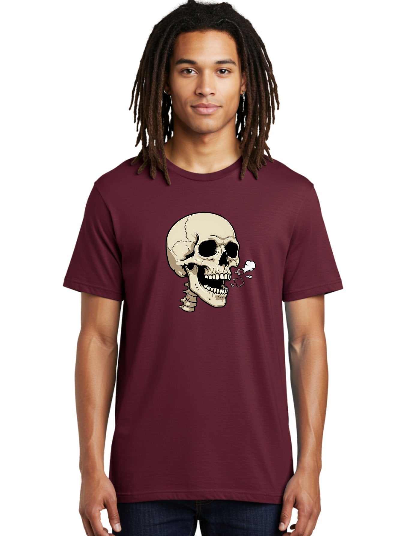 Smoking-Skull Men'S Graphic Tee, 100% Cotton, Comfortable Casual Summer Wear, Machine Washable, Skull Smoking Weed, Cannabis Culture, Humorous Illustration, Edgy Art, Smoking Skull, Weed Culture, Cartoon Skull Bad650 29