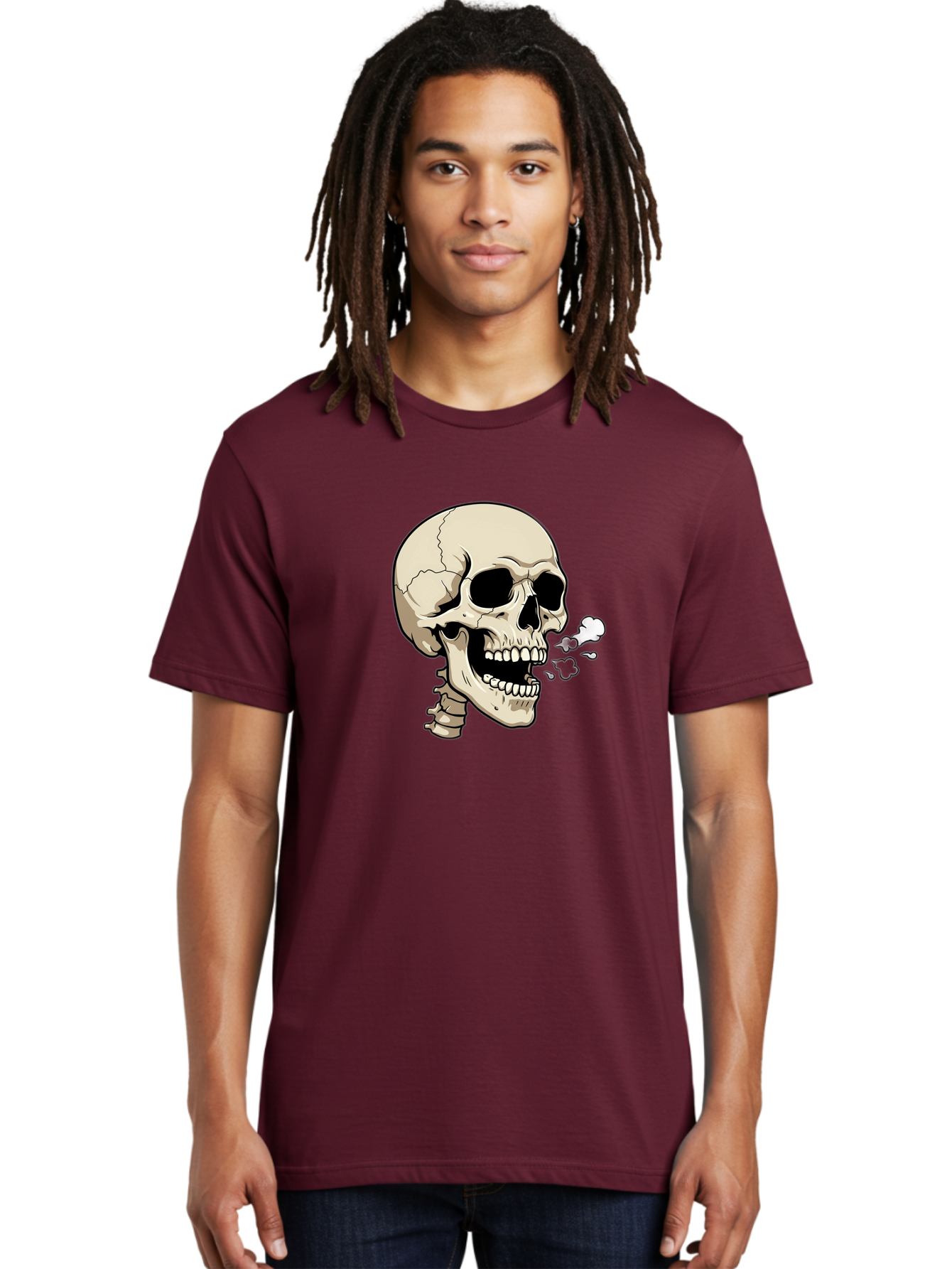 Smoking-Skull Men'S Graphic Tee, 100% Cotton, Comfortable Casual Summer Wear, Machine Washable, Skull Smoking Weed, Cannabis Culture, Humorous Illustration, Edgy Art, Smoking Skull, Weed Culture, Cartoon Skull Bad650 17