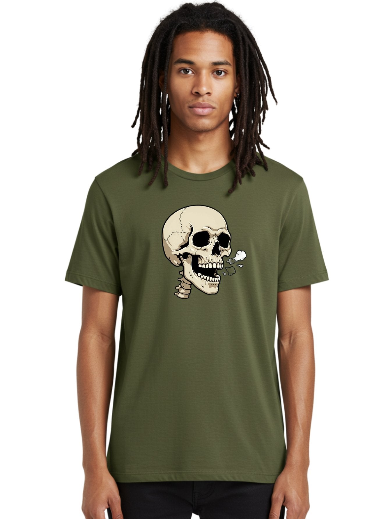 Smoking-Skull Men'S Graphic Tee, 100% Cotton, Comfortable Casual Summer Wear, Machine Washable, Skull Smoking Weed, Cannabis Culture, Humorous Illustration, Edgy Art, Smoking Skull, Weed Culture, Cartoon Skull Bad650 16