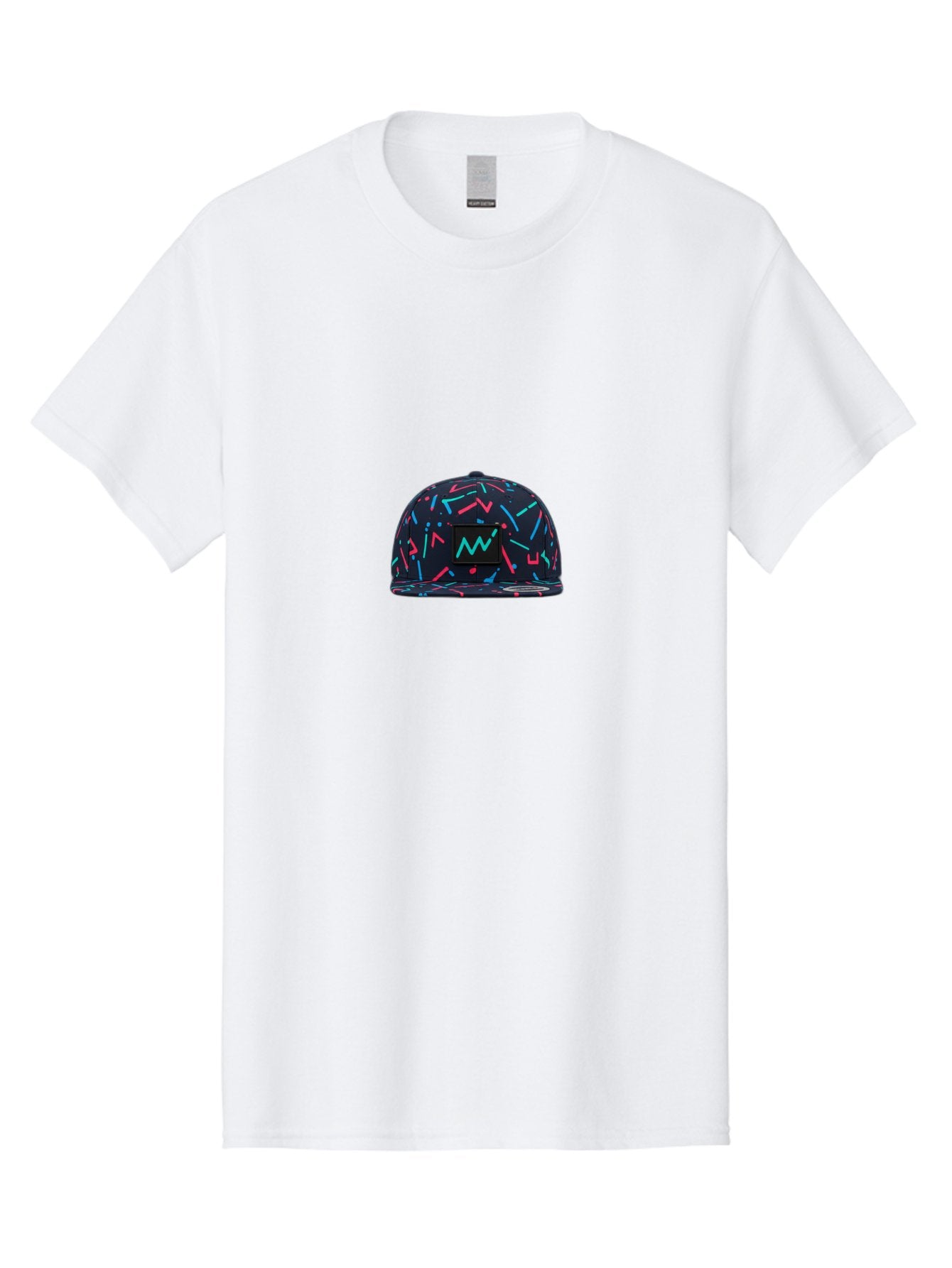 Snapback-Hat Men'S Graphic Tee, 100% Cotton, Comfortable Casual Summer Wear, Machine Washable, Nike Baseball Cap, Neon Lights Pattern, Pink And Blue Accents, Modern Fashion, Streetwear Style, Trendy Accessories, Sporty Chic, Vibrant Colors, Bad653 3