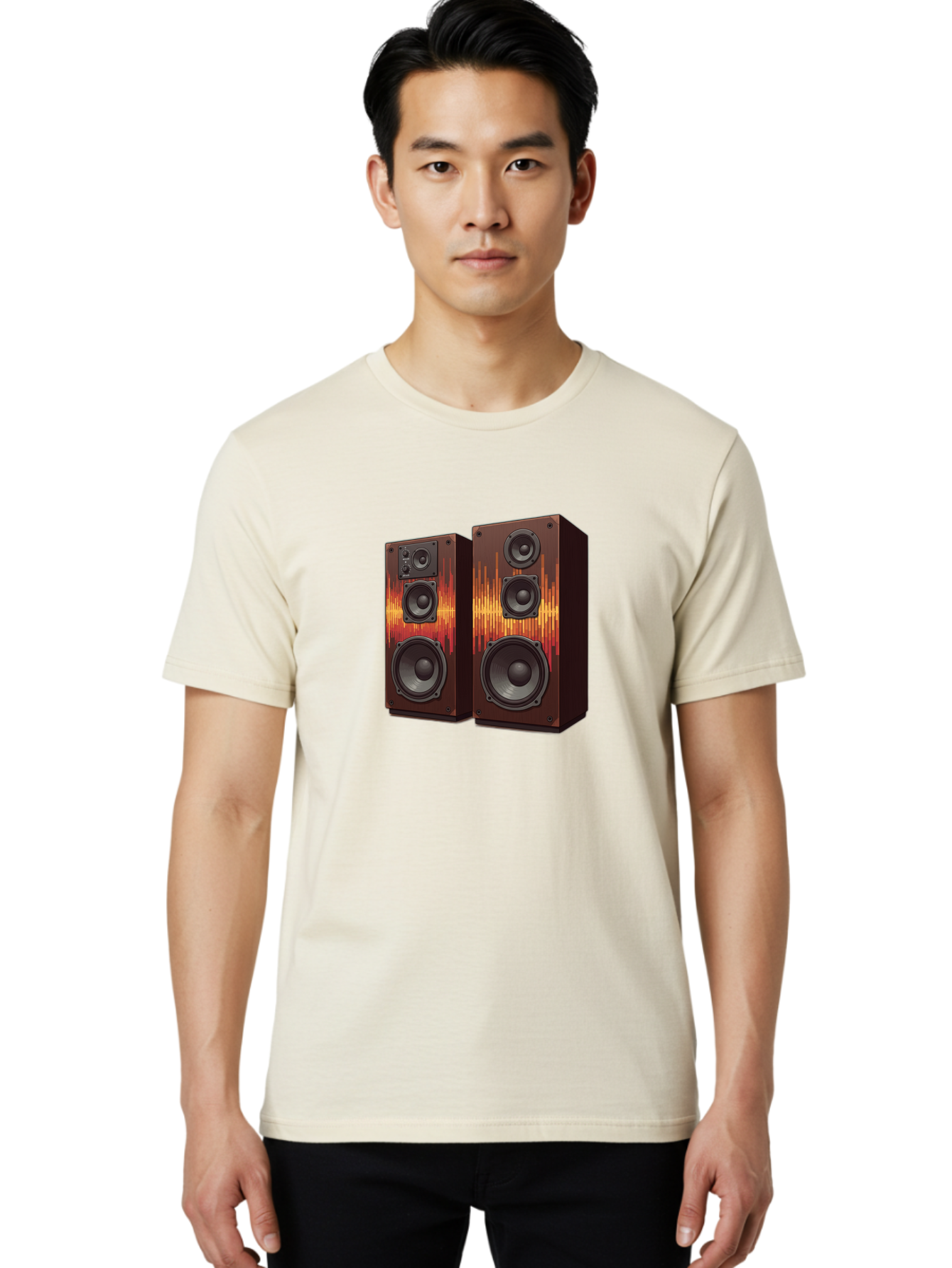 Sound-Wave-Speakers Men'S Graphic Tee, 100% Cotton, Comfortable Casual Summer Wear, Machine Washable, High-Quality Speakers, Home Audio System, Sound Wave Design, Speaker Cabinets, Audio Equipment, Music Lovers, Sound Technology, Bad656 30