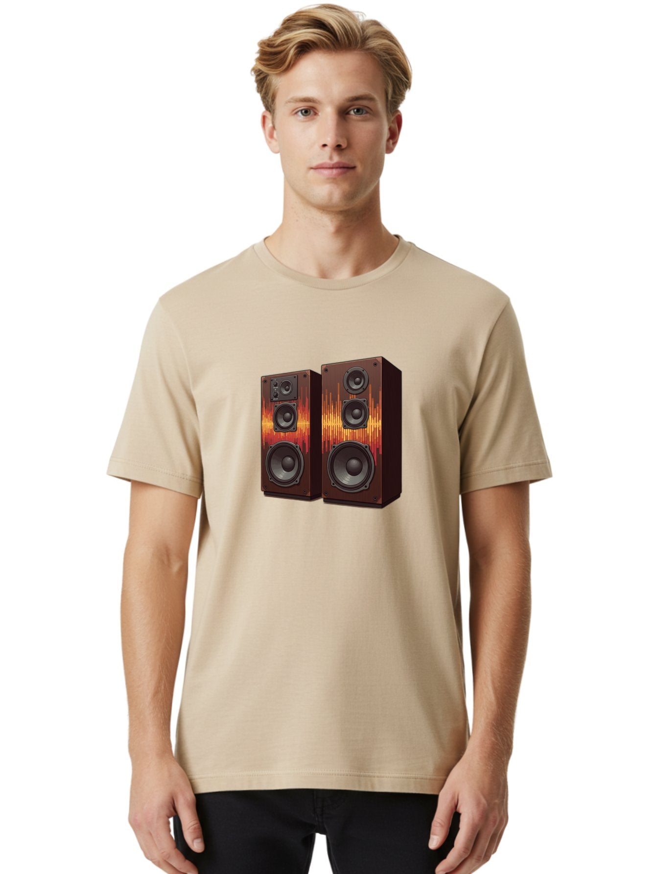 Sound-Wave-Speakers Men'S Graphic Tee, 100% Cotton, Comfortable Casual Summer Wear, Machine Washable, High-Quality Speakers, Home Audio System, Sound Wave Design, Speaker Cabinets, Audio Equipment, Music Lovers, Sound Technology, Bad656 22