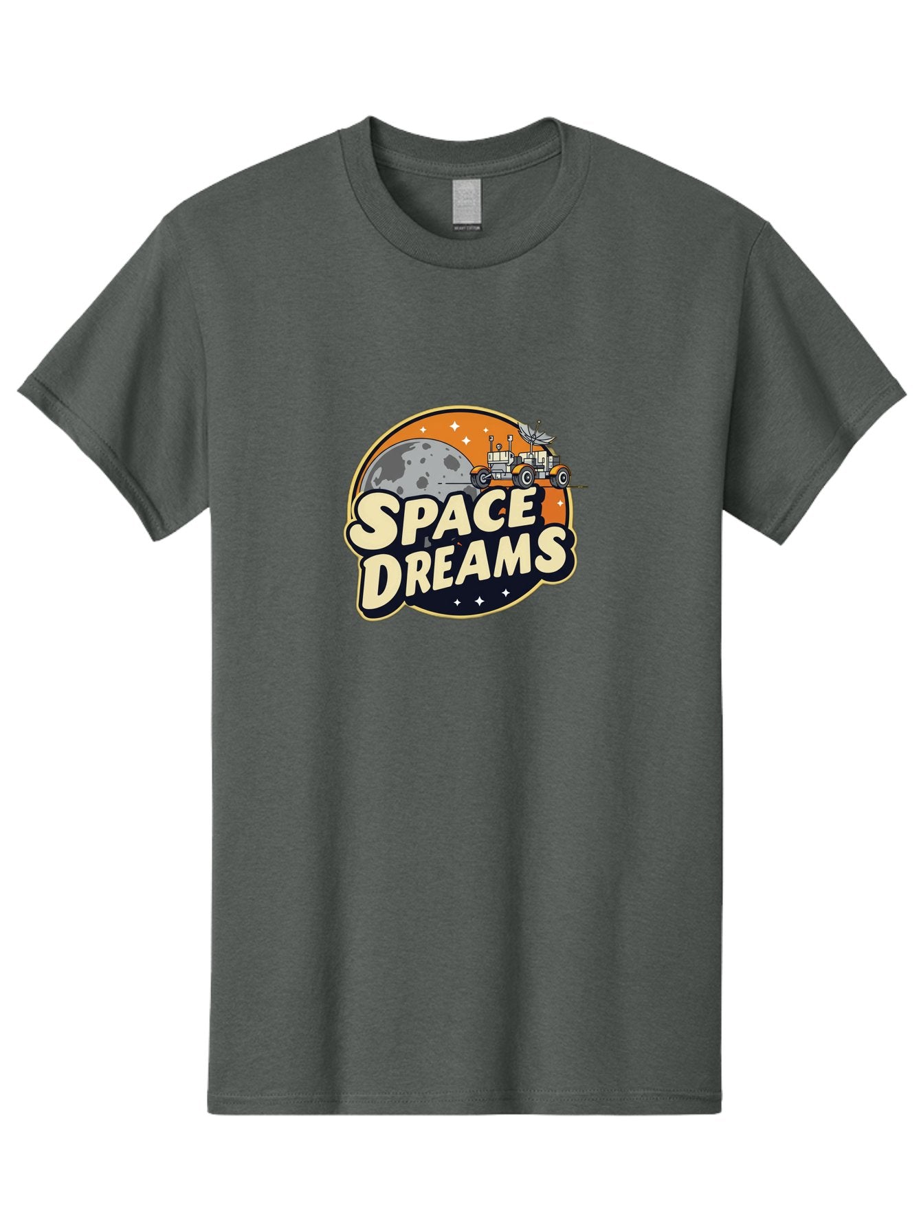 Space-Dreams-2 Men'S Graphic Tee, 100% Cotton, Comfortable Casual Summer Wear, Machine Washable, Vintage-Style Space Truck, Lunar Exploration, Space Travel, Retro-Futuristic Design, Celestial Adventure, Moon Landscape, Tractor In Space, Stars, Bad658 4
