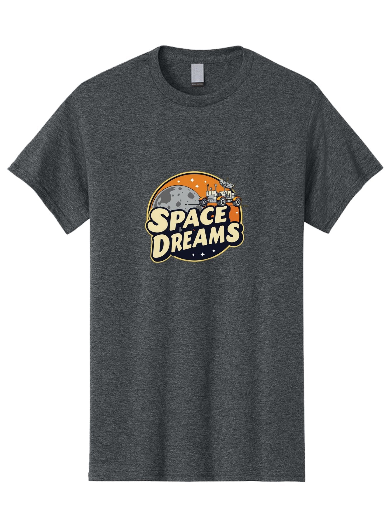 Space-Dreams-2 Men'S Graphic Tee, 100% Cotton, Comfortable Casual Summer Wear, Machine Washable, Vintage-Style Space Truck, Lunar Exploration, Space Travel, Retro-Futuristic Design, Celestial Adventure, Moon Landscape, Tractor In Space, Stars, Bad658 13