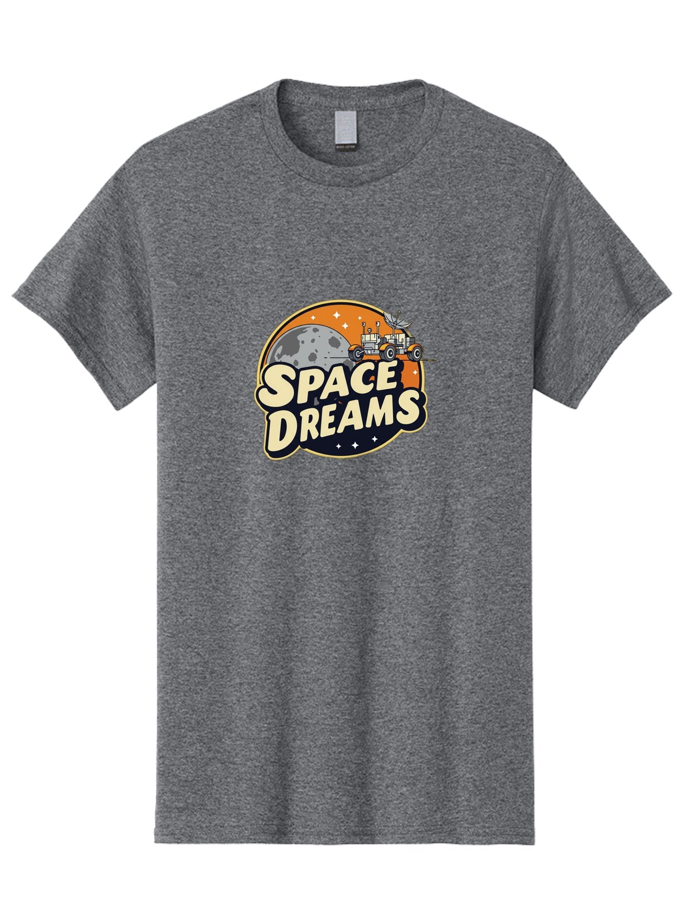 Space-Dreams-2 Men'S Graphic Tee, 100% Cotton, Comfortable Casual Summer Wear, Machine Washable, Vintage-Style Space Truck, Lunar Exploration, Space Travel, Retro-Futuristic Design, Celestial Adventure, Moon Landscape, Tractor In Space, Stars, Bad658 9