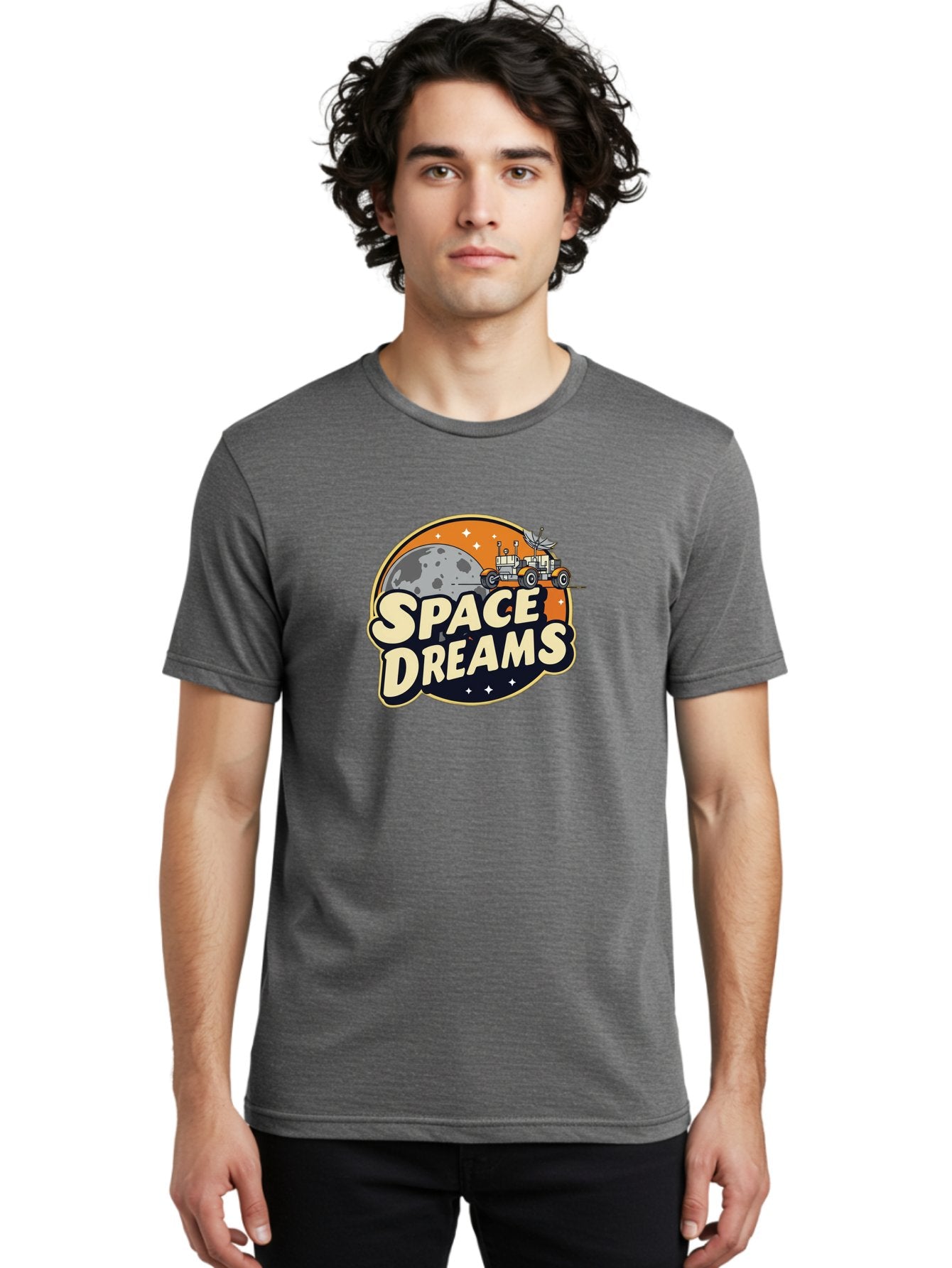 Space-Dreams-2 Men'S Graphic Tee, 100% Cotton, Comfortable Casual Summer Wear, Machine Washable, Vintage-Style Space Truck, Lunar Exploration, Space Travel, Retro-Futuristic Design, Celestial Adventure, Moon Landscape, Tractor In Space, Stars, Bad658 26