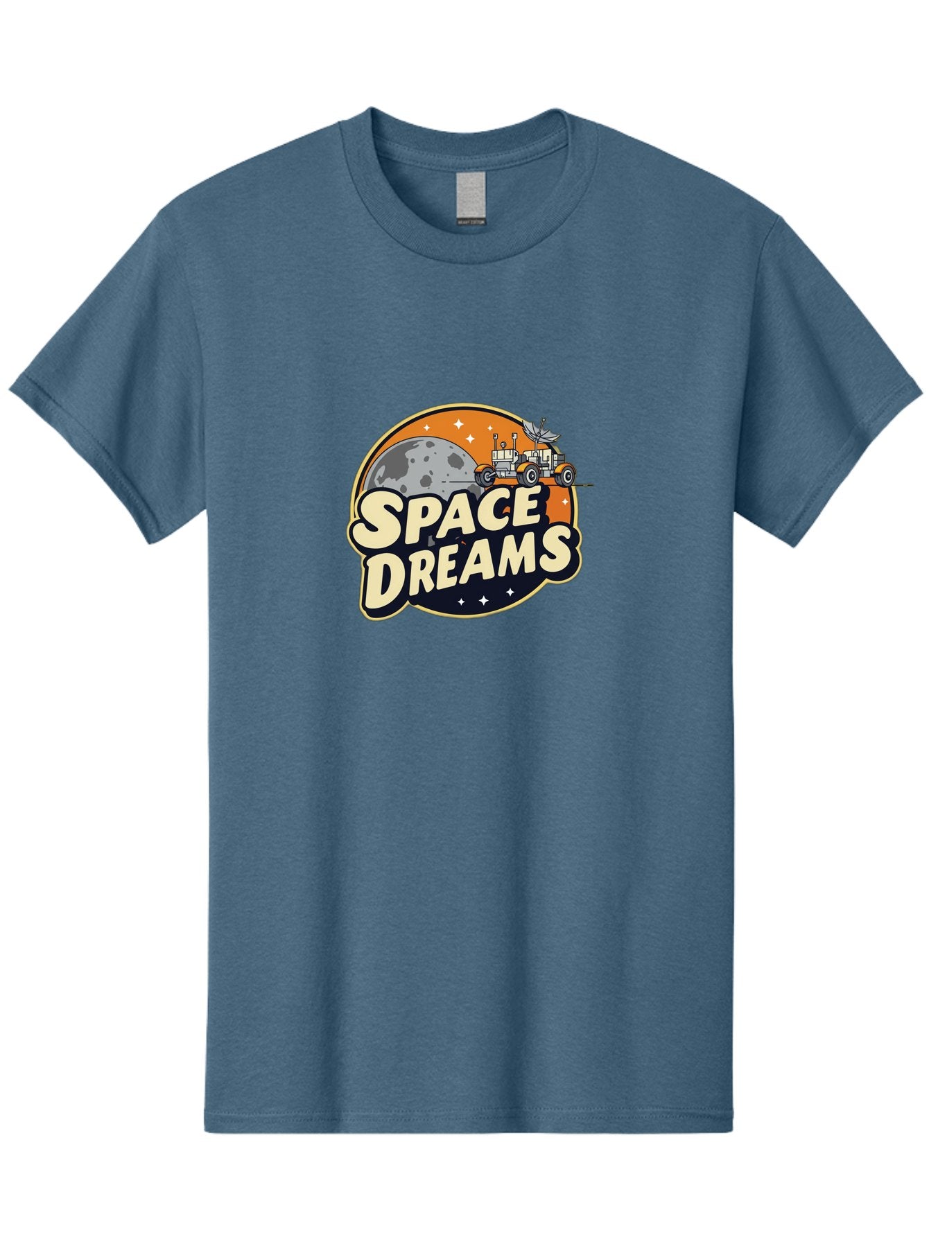 Space-Dreams-2 Men'S Graphic Tee, 100% Cotton, Comfortable Casual Summer Wear, Machine Washable, Vintage-Style Space Truck, Lunar Exploration, Space Travel, Retro-Futuristic Design, Celestial Adventure, Moon Landscape, Tractor In Space, Stars, Bad658 3
