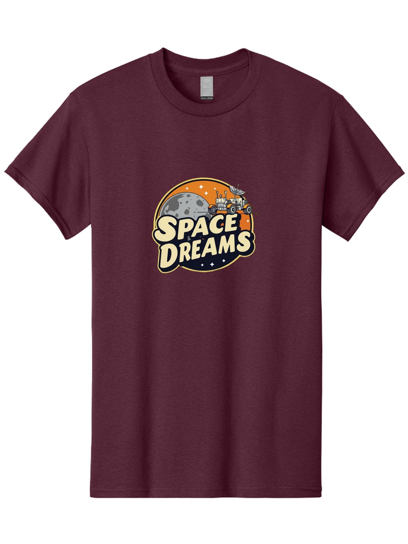 Space-Dreams-2 Men'S Graphic Tee, 100% Cotton, Comfortable Casual Summer Wear, Machine Washable, Vintage-Style Space Truck, Lunar Exploration, Space Travel, Retro-Futuristic Design, Celestial Adventure, Moon Landscape, Tractor In Space, Stars, Bad658 7