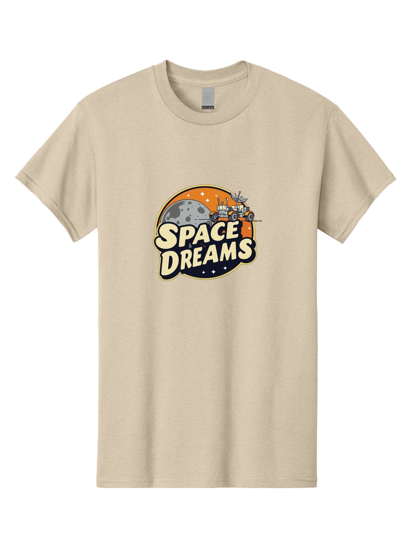 Space-Dreams-2 Men'S Graphic Tee, 100% Cotton, Comfortable Casual Summer Wear, Machine Washable, Vintage-Style Space Truck, Lunar Exploration, Space Travel, Retro-Futuristic Design, Celestial Adventure, Moon Landscape, Tractor In Space, Stars, Bad658 12