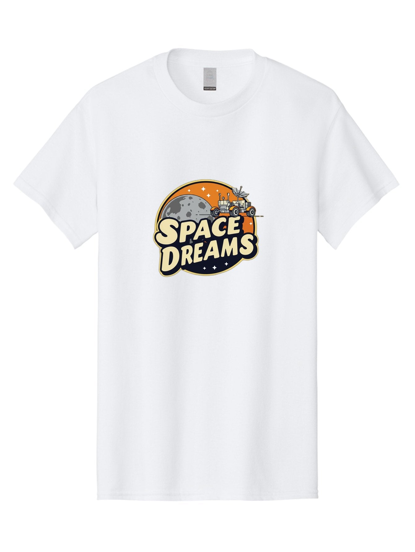 Space-Dreams-2 Men'S Graphic Tee, 100% Cotton, Comfortable Casual Summer Wear, Machine Washable, Vintage-Style Space Truck, Lunar Exploration, Space Travel, Retro-Futuristic Design, Celestial Adventure, Moon Landscape, Tractor In Space, Stars, Bad658 15