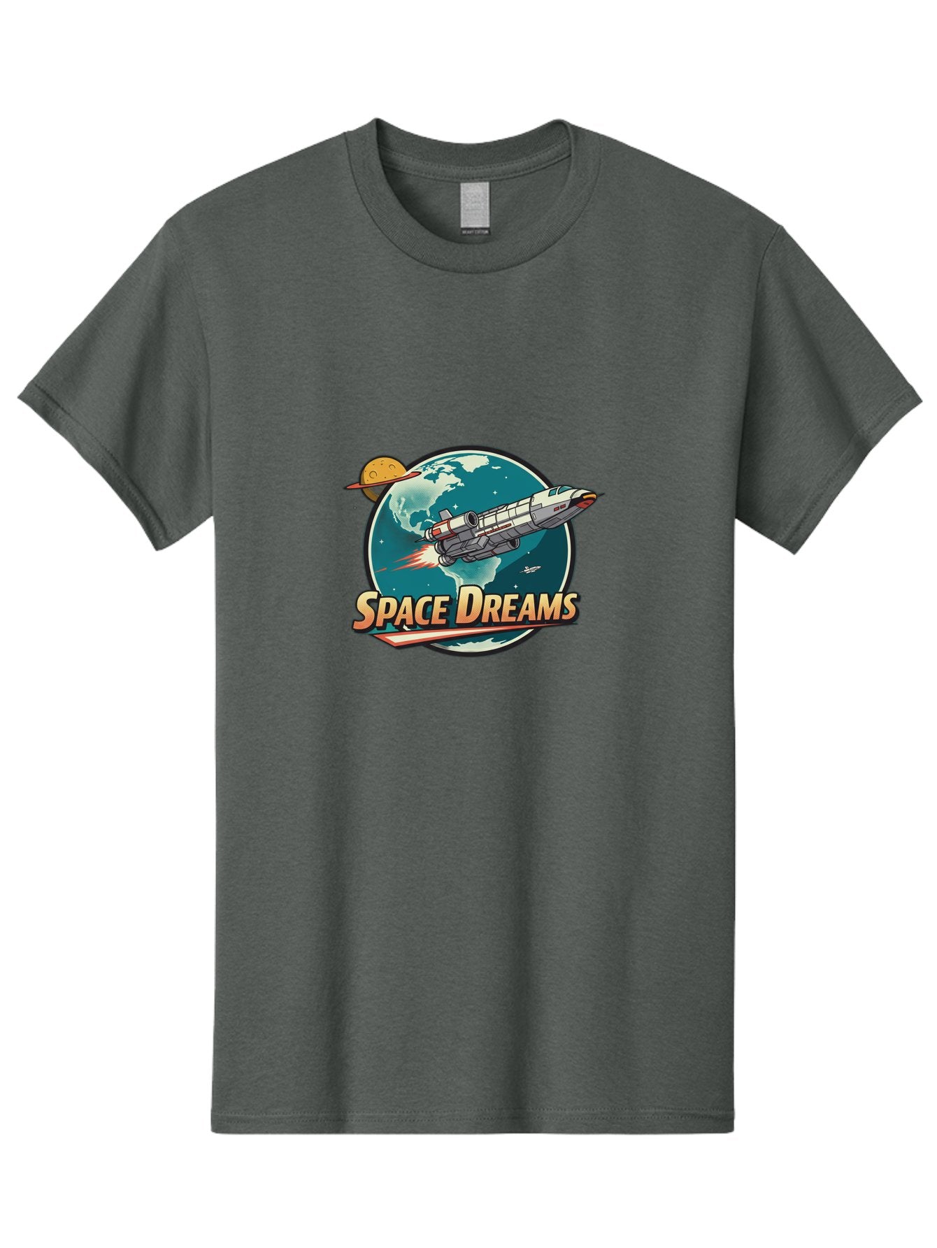 Space-Dreams-5 Men'S Graphic Tee, 100% Cotton, Comfortable Casual Summer Wear, Machine Washable, Spacecraft Flying Around The Earth, Planets, Stars, Space Travel, Adventure, Galaxy Exploration, Cosmic Journey, Futuristic, Sci-Fi Bad661 11