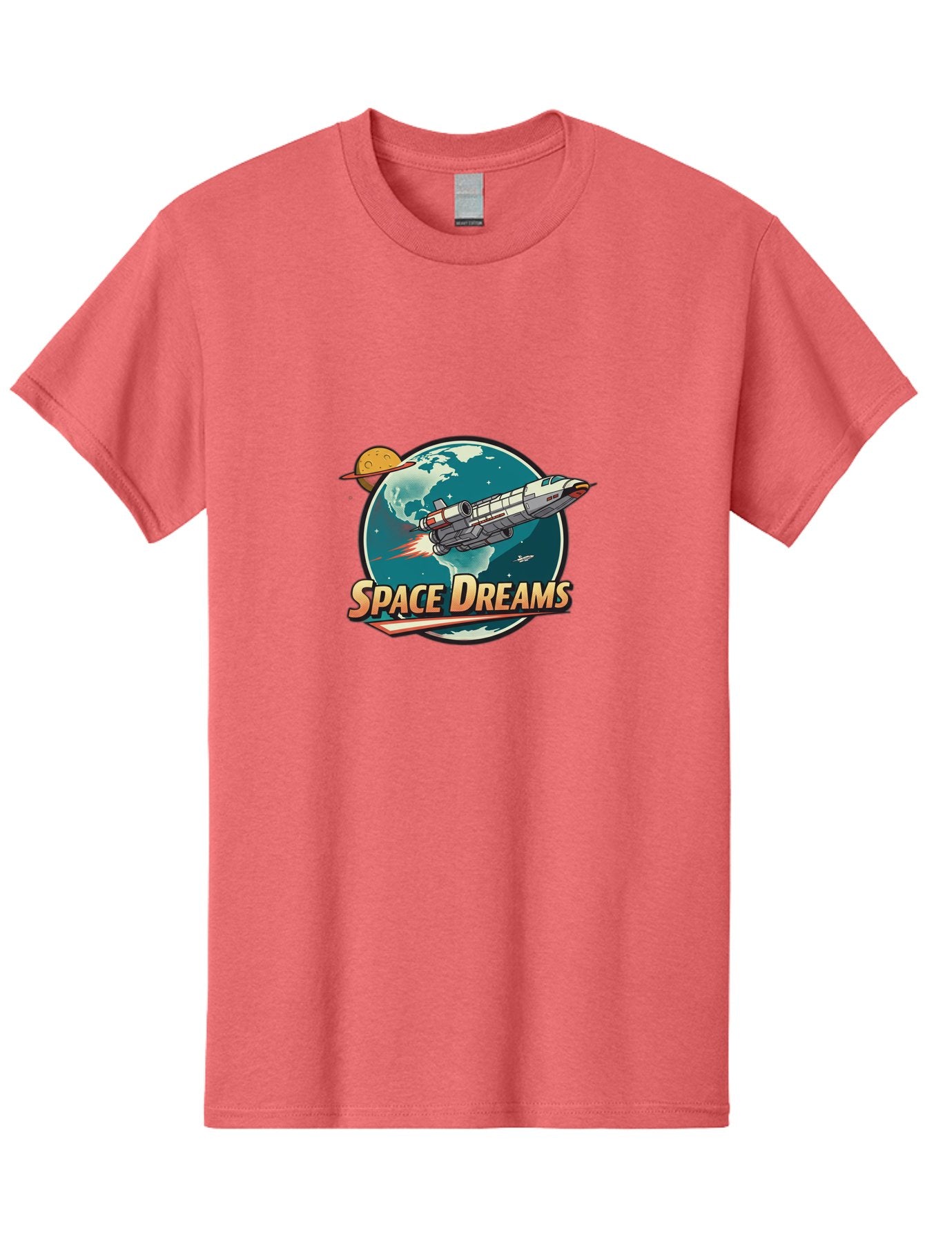 Space-Dreams-5 Men'S Graphic Tee, 100% Cotton, Comfortable Casual Summer Wear, Machine Washable, Spacecraft Flying Around The Earth, Planets, Stars, Space Travel, Adventure, Galaxy Exploration, Cosmic Journey, Futuristic, Sci-Fi Bad661 15