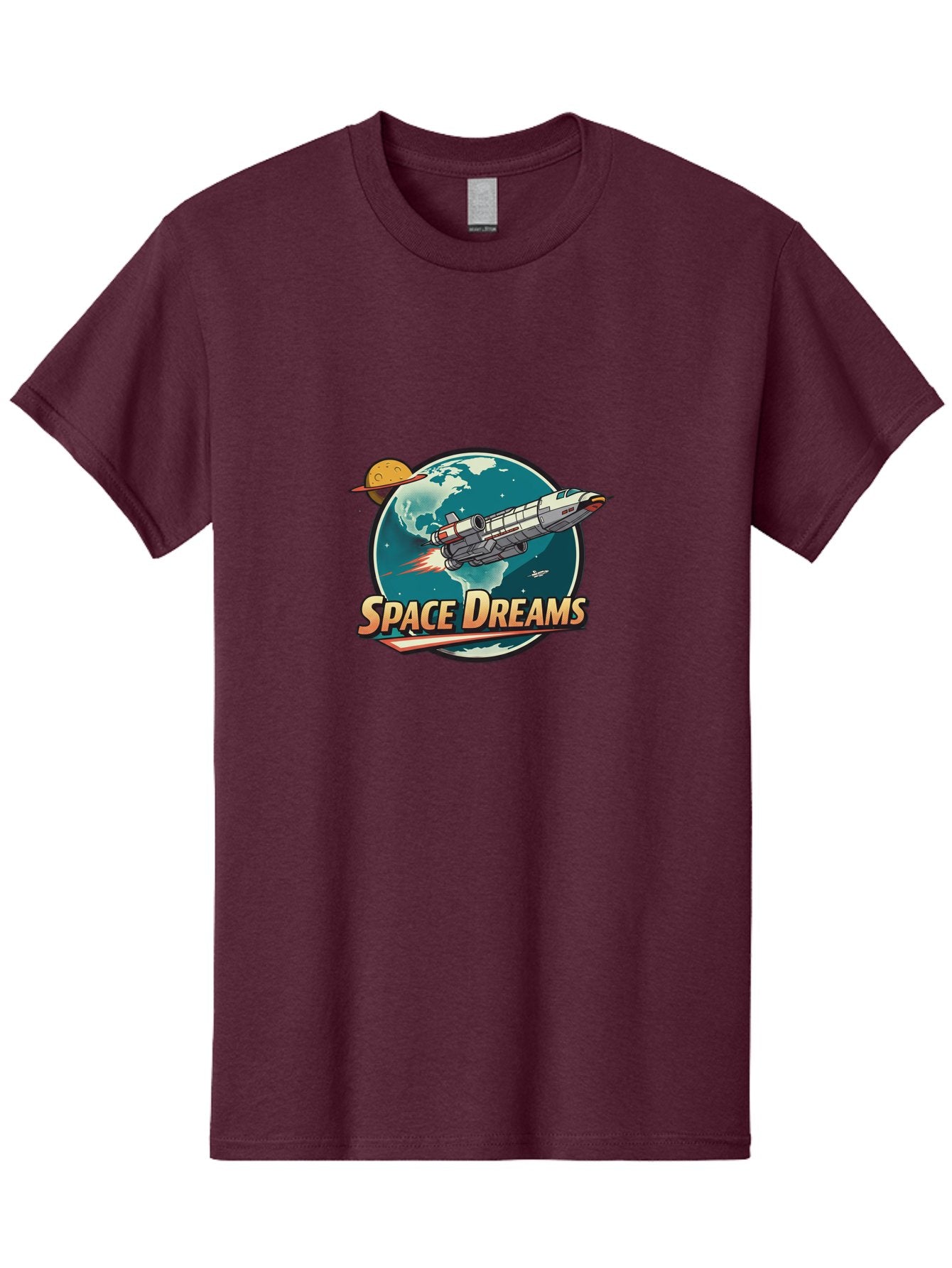 Space-Dreams-5 Men'S Graphic Tee, 100% Cotton, Comfortable Casual Summer Wear, Machine Washable, Spacecraft Flying Around The Earth, Planets, Stars, Space Travel, Adventure, Galaxy Exploration, Cosmic Journey, Futuristic, Sci-Fi Bad661 7