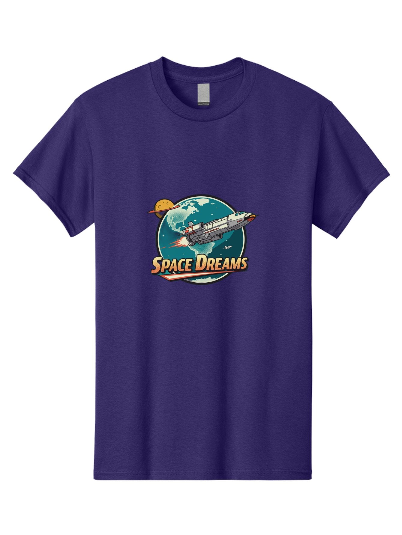 Space-Dreams-5 Men'S Graphic Tee, 100% Cotton, Comfortable Casual Summer Wear, Machine Washable, Spacecraft Flying Around The Earth, Planets, Stars, Space Travel, Adventure, Galaxy Exploration, Cosmic Journey, Futuristic, Sci-Fi Bad661 12