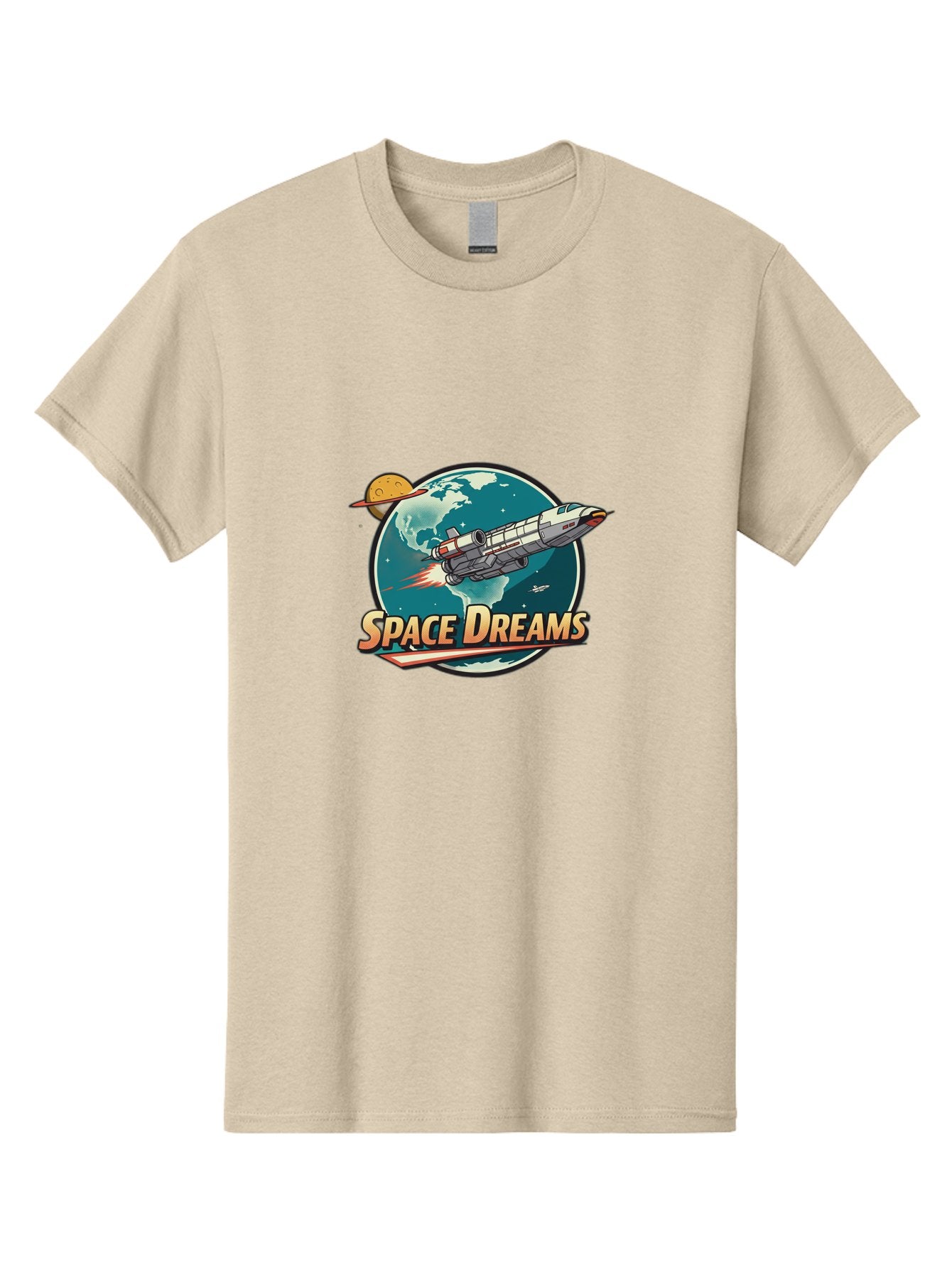 Space-Dreams-5 Men'S Graphic Tee, 100% Cotton, Comfortable Casual Summer Wear, Machine Washable, Spacecraft Flying Around The Earth, Planets, Stars, Space Travel, Adventure, Galaxy Exploration, Cosmic Journey, Futuristic, Sci-Fi Bad661 6