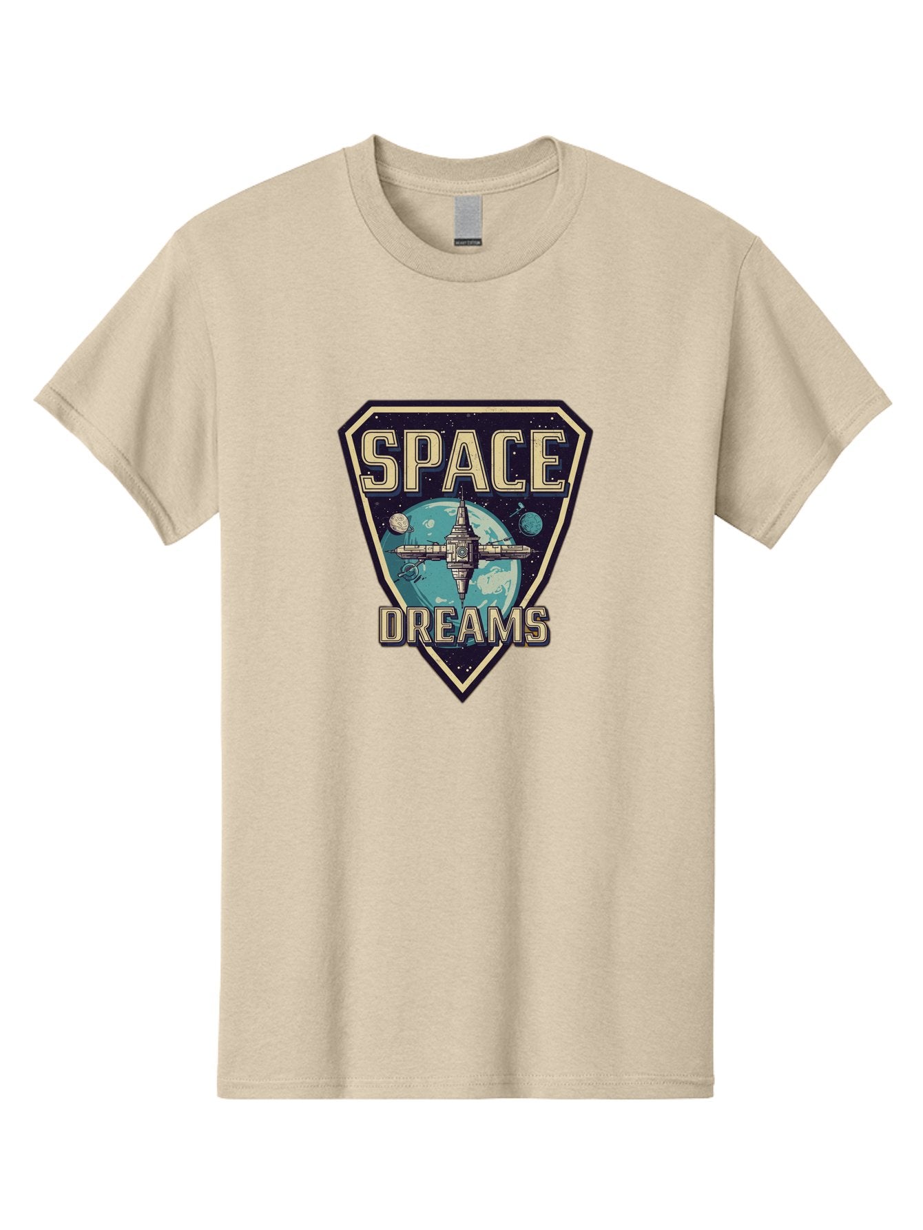 Space-Dreams-7 Men'S Graphic Tee, 100% Cotton, Comfortable Casual Summer Wear, Machine Washable, Space Exploration, Futuristic Design, Sci-Fi Elements, Spaceship Orbiting Earth, Planetary Bodies, Dreams, Space Dreams Bad663 3