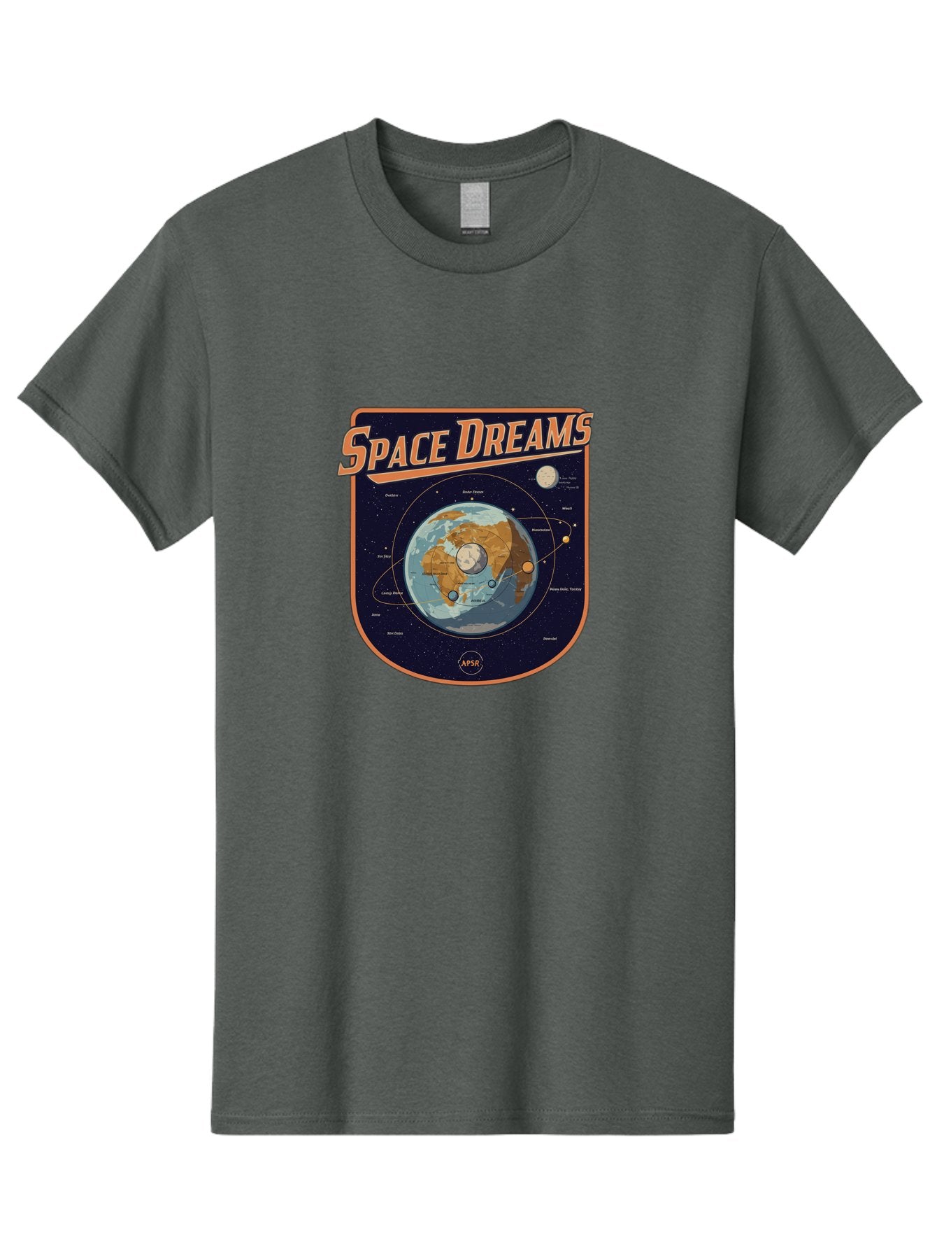 Space-Dreams-8 Men'S Graphic Tee, 100% Cotton, Comfortable Casual Summer Wear, Machine Washable, Space Dreams Poster, Satellite Orbits, Moon Phases, Earth From Space, Celestial Navigation, Astronomy Art, Vintage Style, Retro Futurism, Bad664 7