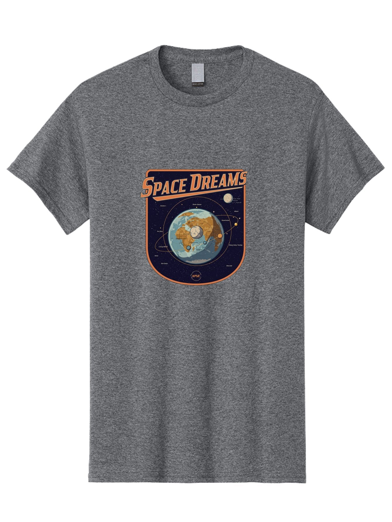 Space-Dreams-8 Men'S Graphic Tee, 100% Cotton, Comfortable Casual Summer Wear, Machine Washable, Space Dreams Poster, Satellite Orbits, Moon Phases, Earth From Space, Celestial Navigation, Astronomy Art, Vintage Style, Retro Futurism, Bad664 12