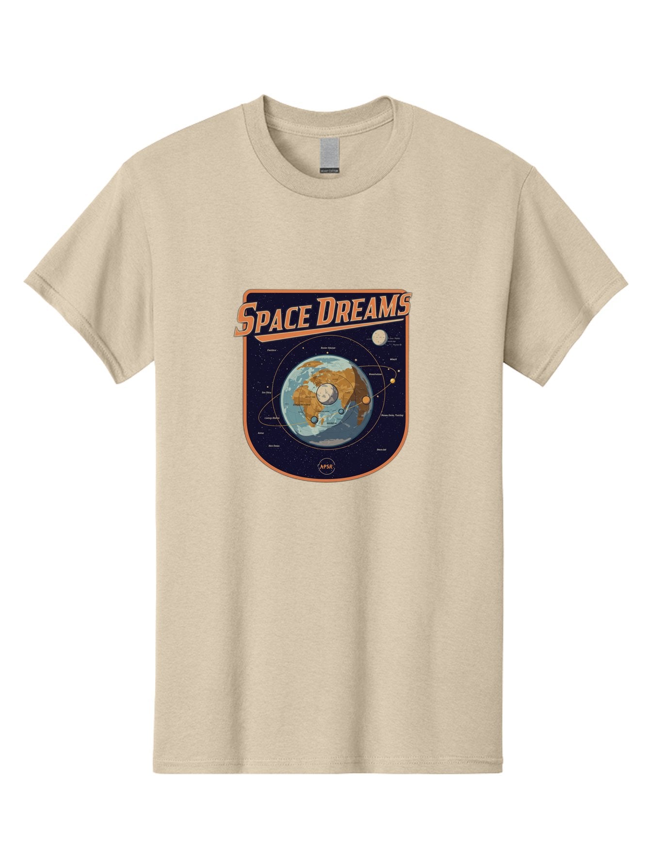 Space-Dreams-8 Men'S Graphic Tee, 100% Cotton, Comfortable Casual Summer Wear, Machine Washable, Space Dreams Poster, Satellite Orbits, Moon Phases, Earth From Space, Celestial Navigation, Astronomy Art, Vintage Style, Retro Futurism, Bad664 5