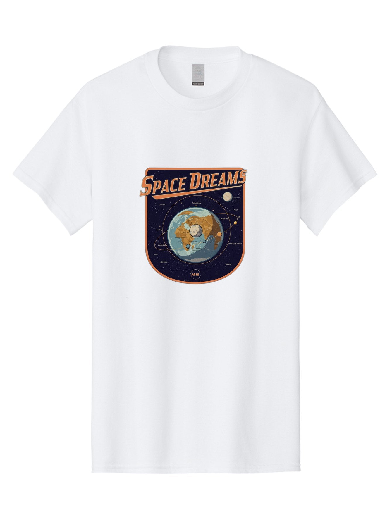 Space-Dreams-8 Men'S Graphic Tee, 100% Cotton, Comfortable Casual Summer Wear, Machine Washable, Space Dreams Poster, Satellite Orbits, Moon Phases, Earth From Space, Celestial Navigation, Astronomy Art, Vintage Style, Retro Futurism, Bad664 3