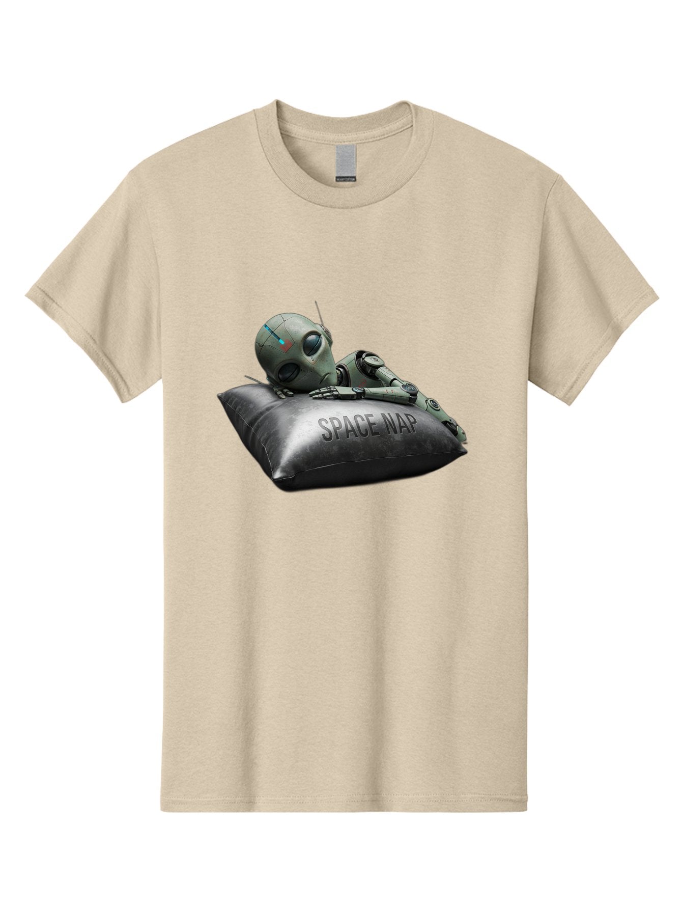 Space-Nap-1 Men'S Graphic Tee, 100% Cotton, Comfortable Casual Summer Wear, Machine Washable, Robot Sleeping, Space Nap, Futuristic Design, Metallic Surface, Robotic Relaxation, Digital Art, Sleeping Robot, Sci-Fi Concept, Futuristic Rest, Bad666 3