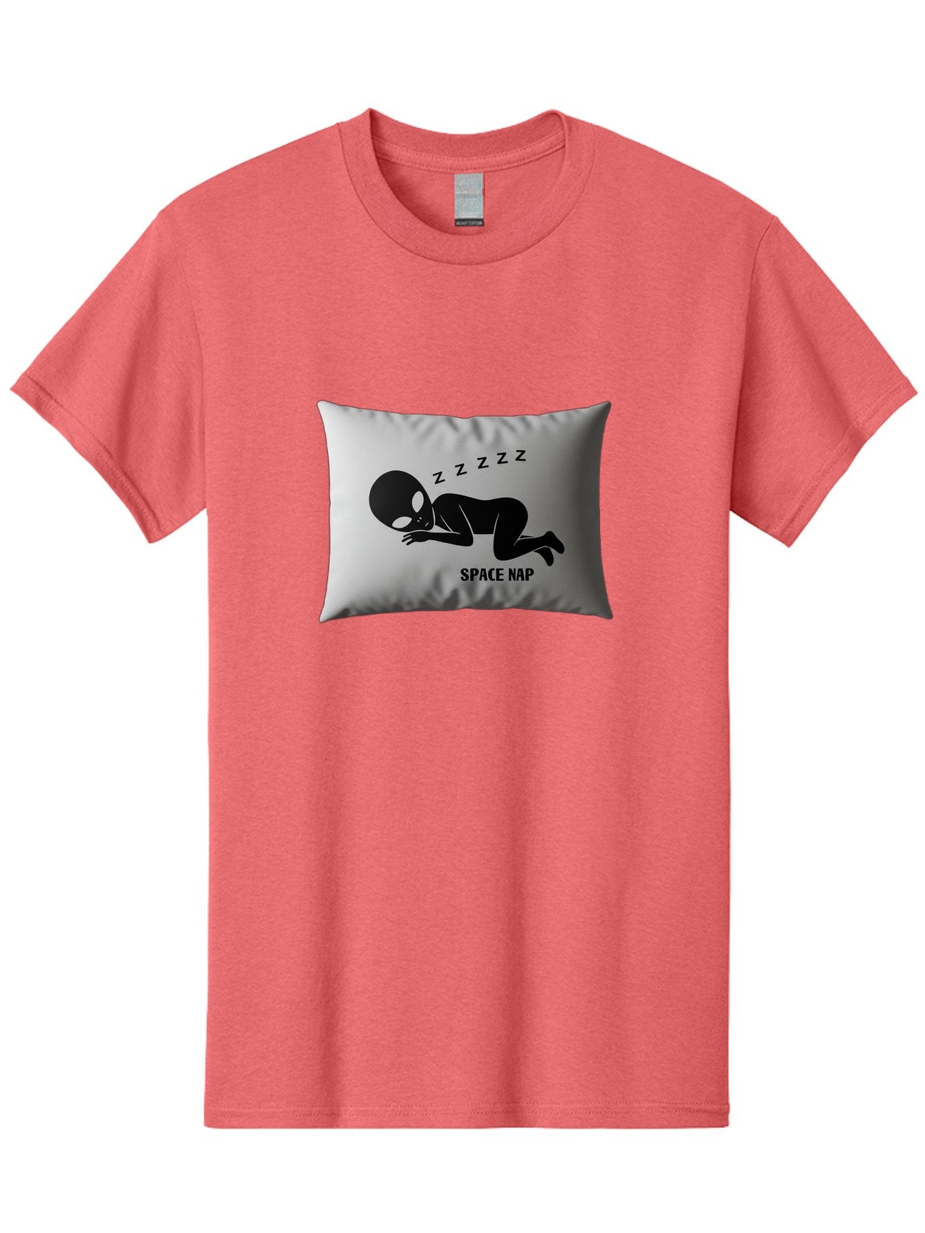 Space-Nap-3 Men'S Graphic Tee, 100% Cotton, Comfortable Casual Summer Wear, Machine Washable, Sleeping Alien, Pillow Design, Funny Gift, Alien Graphic, Space Humor, Zzz Symbol, Funny Pillow, Extraterrestrial Bad668