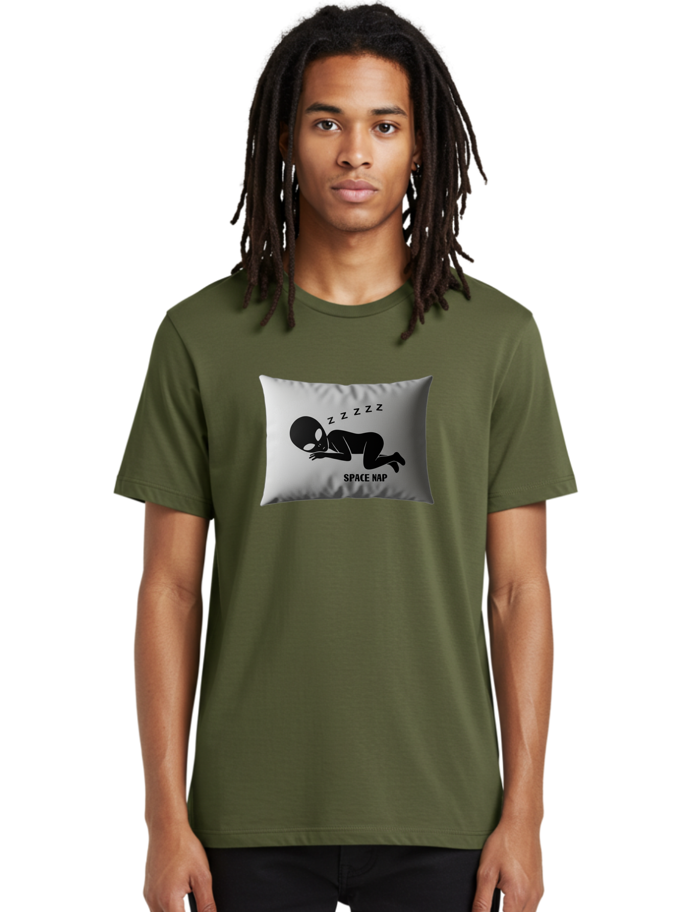 Space-Nap-3 Men'S Graphic Tee, 100% Cotton, Comfortable Casual Summer Wear, Machine Washable, Sleeping Alien, Pillow Design, Funny Gift, Alien Graphic, Space Humor, Zzz Symbol, Funny Pillow, Extraterrestrial Bad668 16