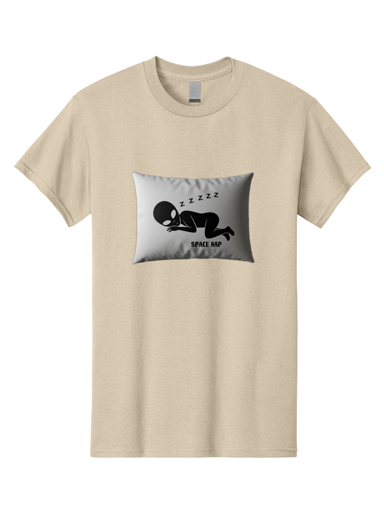 Space-Nap-3 Men'S Graphic Tee, 100% Cotton, Comfortable Casual Summer Wear, Machine Washable, Sleeping Alien, Pillow Design, Funny Gift, Alien Graphic, Space Humor, Zzz Symbol, Funny Pillow, Extraterrestrial Bad668 4