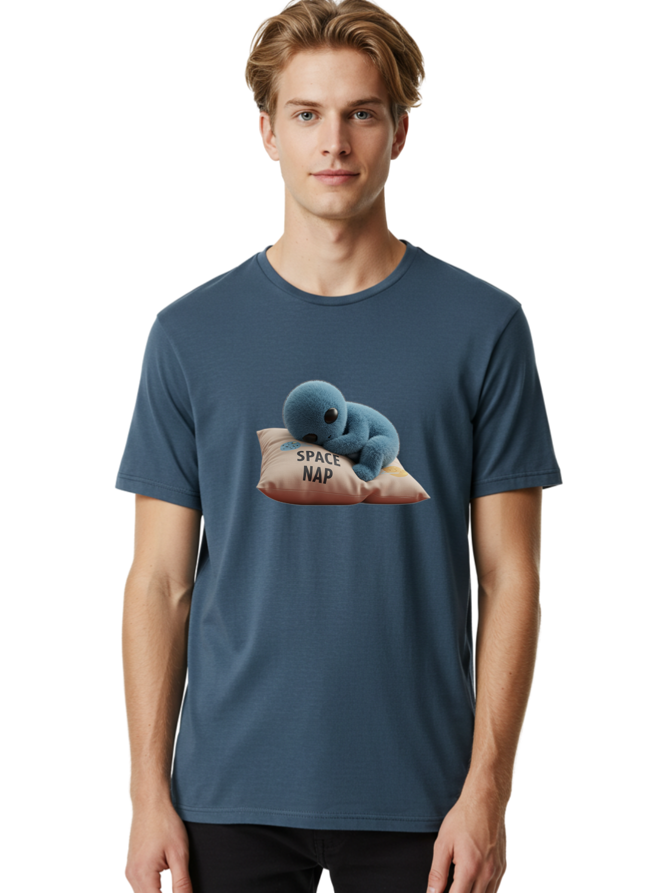 Space-Nap-4 Men'S Graphic Tee, 100% Cotton, Comfortable Casual Summer Wear, Machine Washable, Stuffed Alien, Space Nap, Sleeping On Pillow, Cute Plush Toy, Funny Meme, Cartoon Character, Adorable Creature, Resting In Space, Soft And Cuddly, Bad669 20