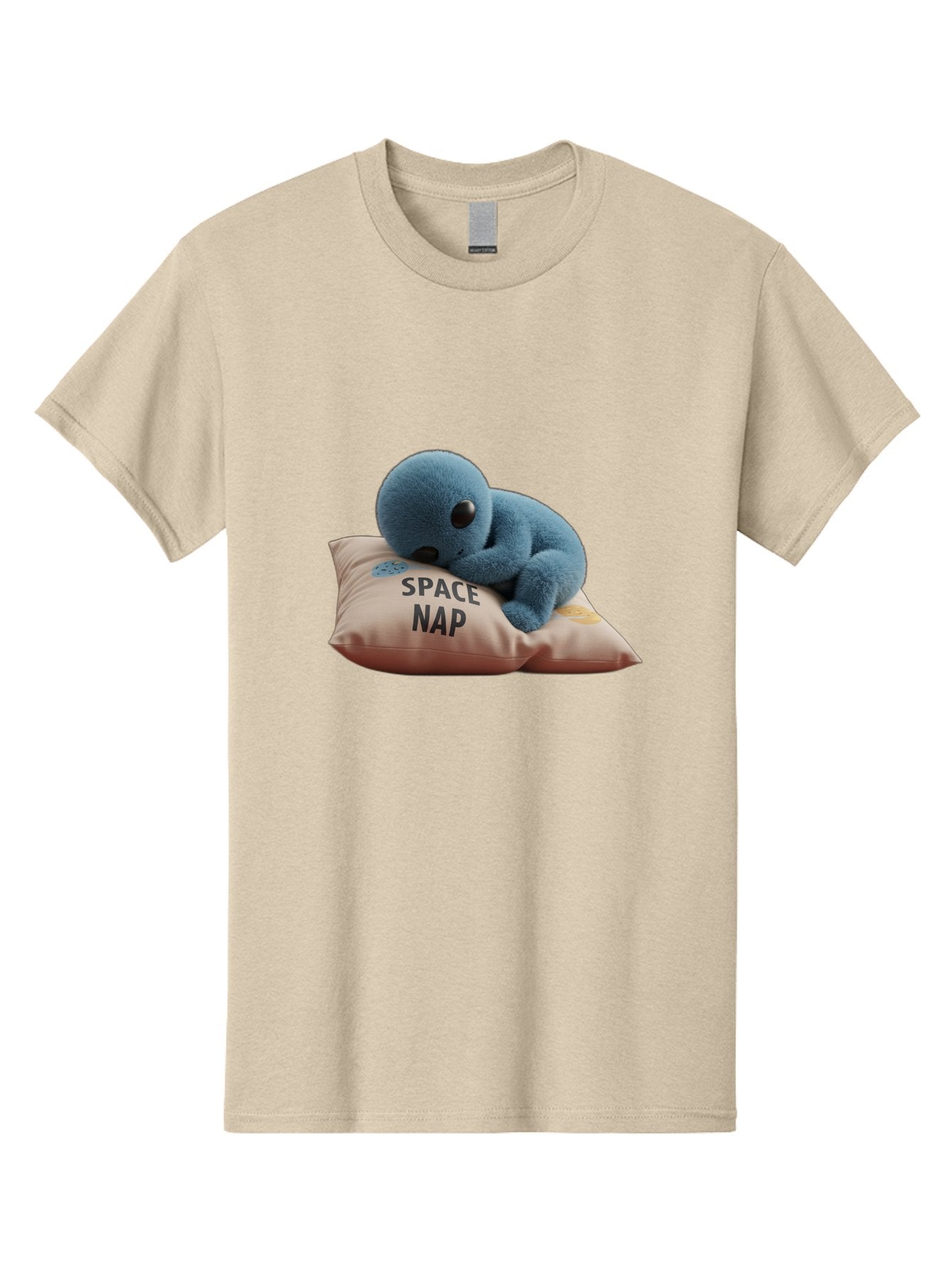 Space-Nap-4 Men'S Graphic Tee, 100% Cotton, Comfortable Casual Summer Wear, Machine Washable, Stuffed Alien, Space Nap, Sleeping On Pillow, Cute Plush Toy, Funny Meme, Cartoon Character, Adorable Creature, Resting In Space, Soft And Cuddly, Bad669