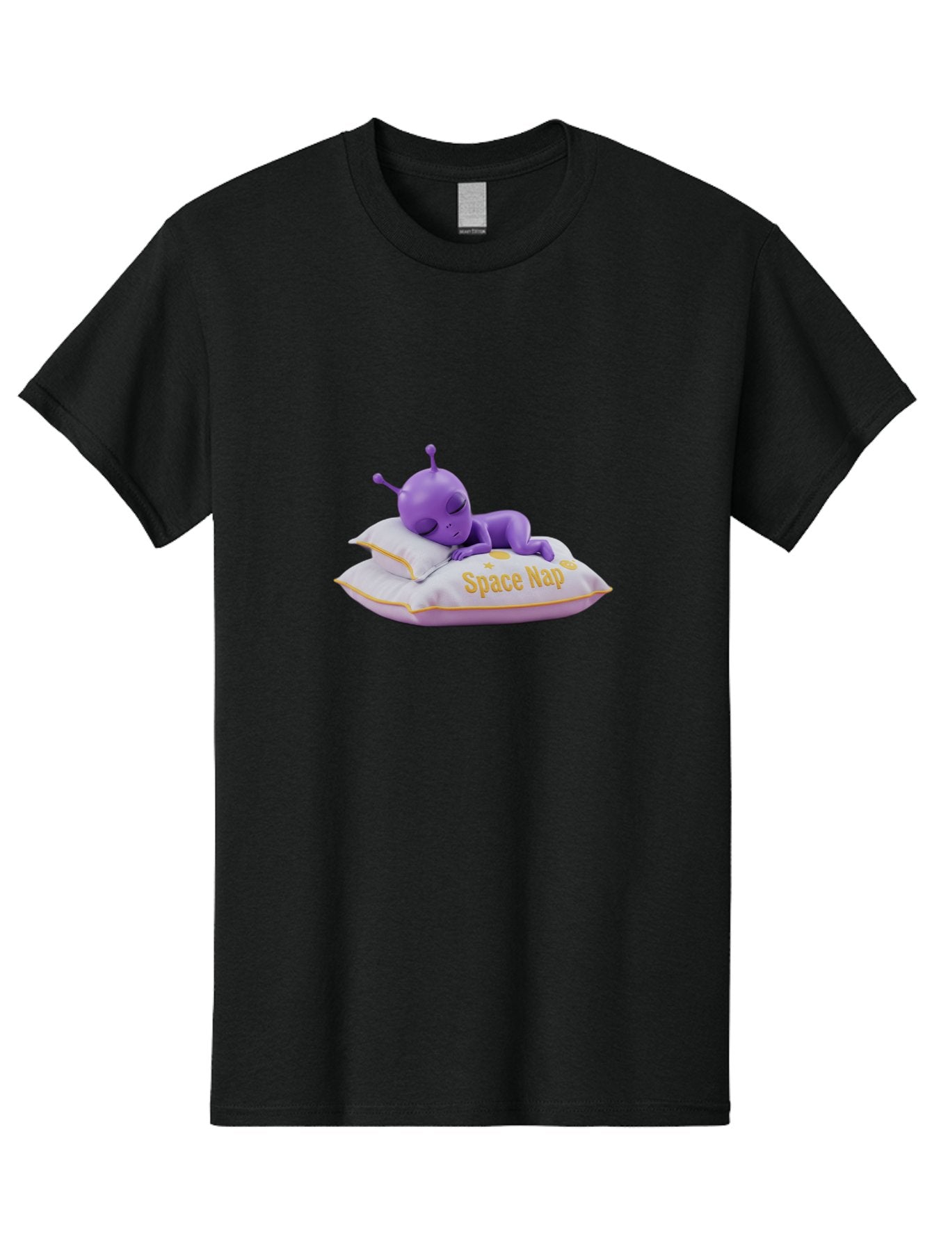 Space-Nap Men'S Graphic Tee, 100% Cotton, Comfortable Casual Summer Wear, Machine Washable, Purple Alien Sleeping On Pillow, Space Nap, Cartoon Character, 3D Illustration, Funny Alien, Resting In Space, Cute Extraterrestrial, Bad673 8