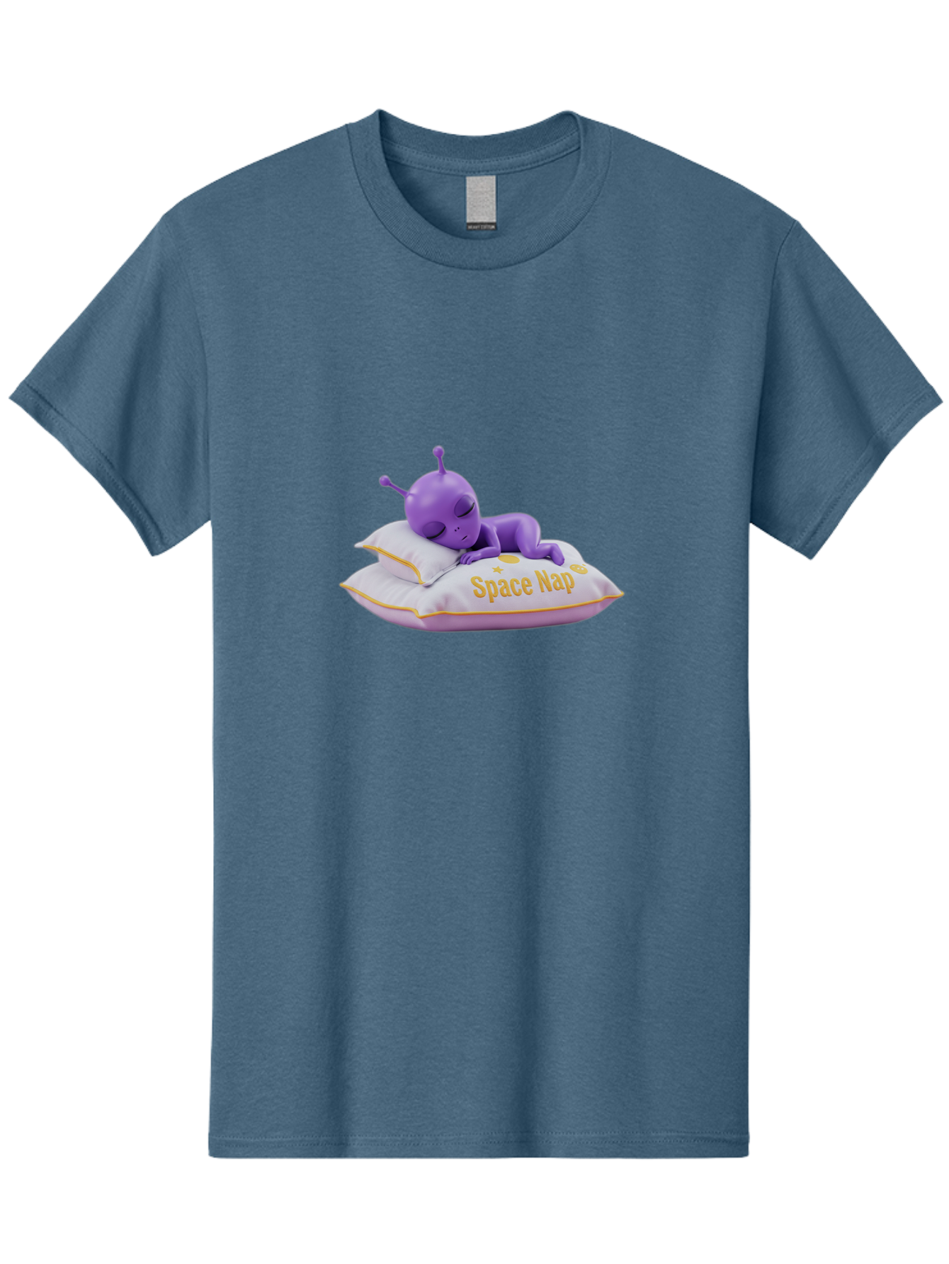 Space-Nap Men'S Graphic Tee, 100% Cotton, Comfortable Casual Summer Wear, Machine Washable, Purple Alien Sleeping On Pillow, Space Nap, Cartoon Character, 3D Illustration, Funny Alien, Resting In Space, Cute Extraterrestrial, Bad673 4