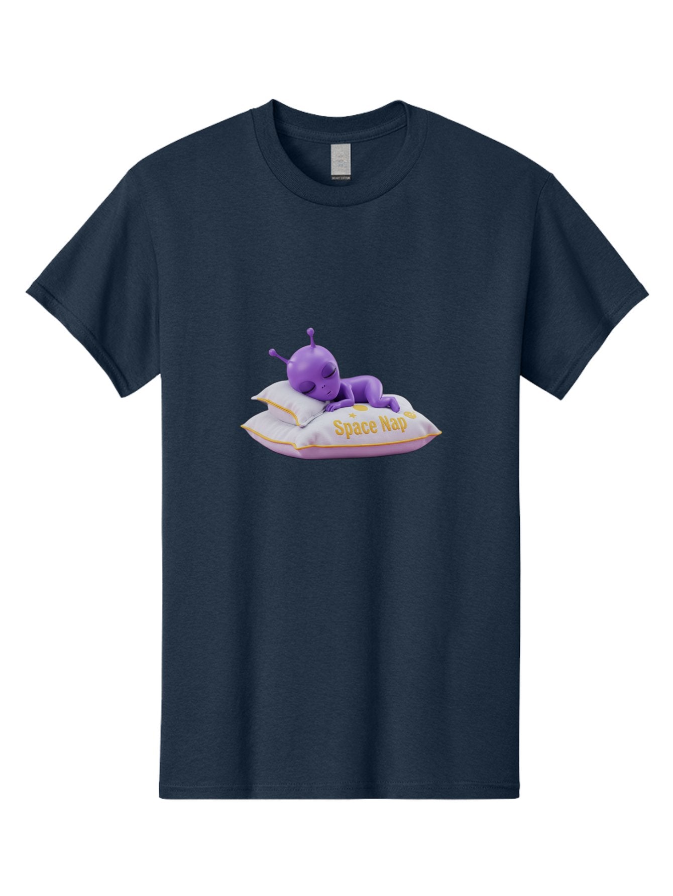 Space-Nap Men'S Graphic Tee, 100% Cotton, Comfortable Casual Summer Wear, Machine Washable, Purple Alien Sleeping On Pillow, Space Nap, Cartoon Character, 3D Illustration, Funny Alien, Resting In Space, Cute Extraterrestrial, Bad673 5