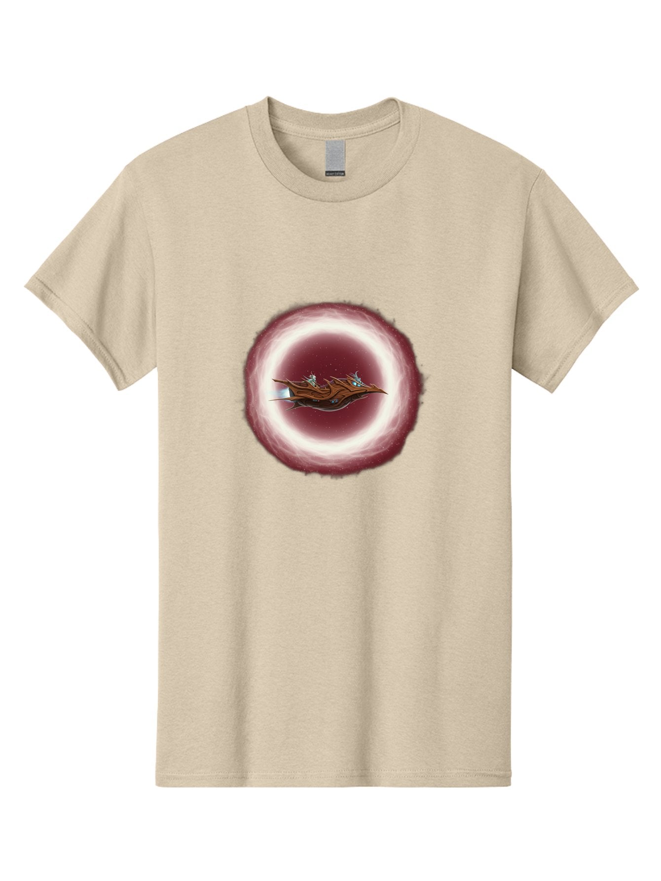 Spacecraft-In-Circle Men'S Graphic Tee, 100% Cotton, Comfortable Casual Summer Wear, Machine Washable, Sci-Fi Spaceship, Spaceship Interior, Fantasy Artwork, Space Travel, Futuristic Design, Starry Night Sky, Digital Illustration, Bad674 10