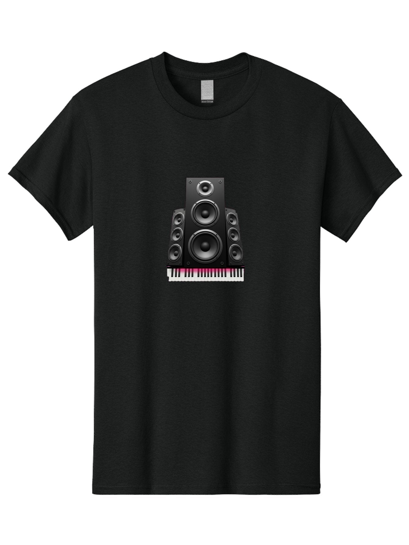 Speakers-And-Piano-Keys Men'S Graphic Tee, 100% Cotton, Comfortable Casual Summer Wear, Machine Washable, Speaker System, Audio Equipment, Sound Technology, Music Production, Home Theater, Sound Waves, Music Keys, Piano Keyboard, Bad677 10