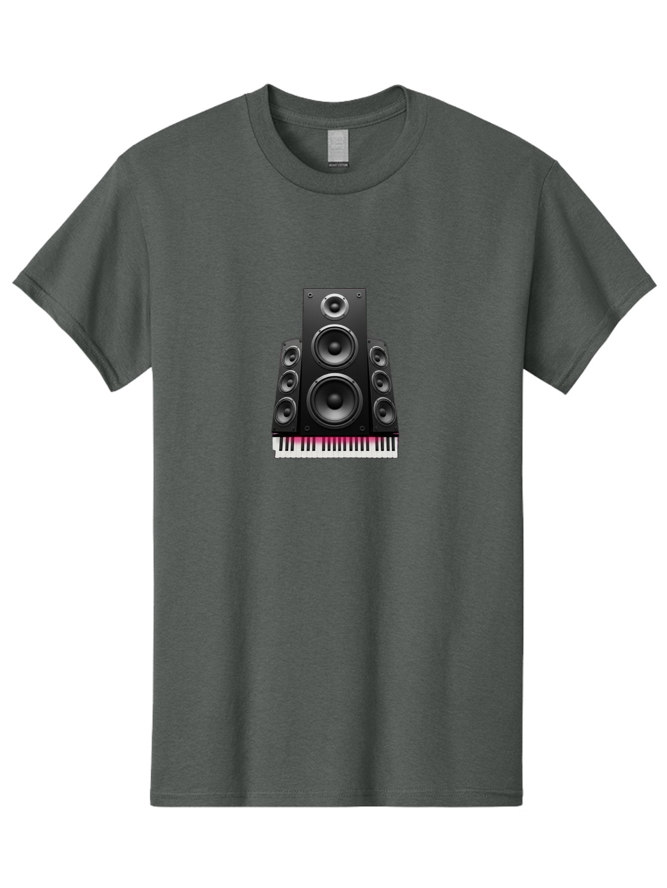 Speakers-And-Piano-Keys Men'S Graphic Tee, 100% Cotton, Comfortable Casual Summer Wear, Machine Washable, Speaker System, Audio Equipment, Sound Technology, Music Production, Home Theater, Sound Waves, Music Keys, Piano Keyboard, Bad677 9