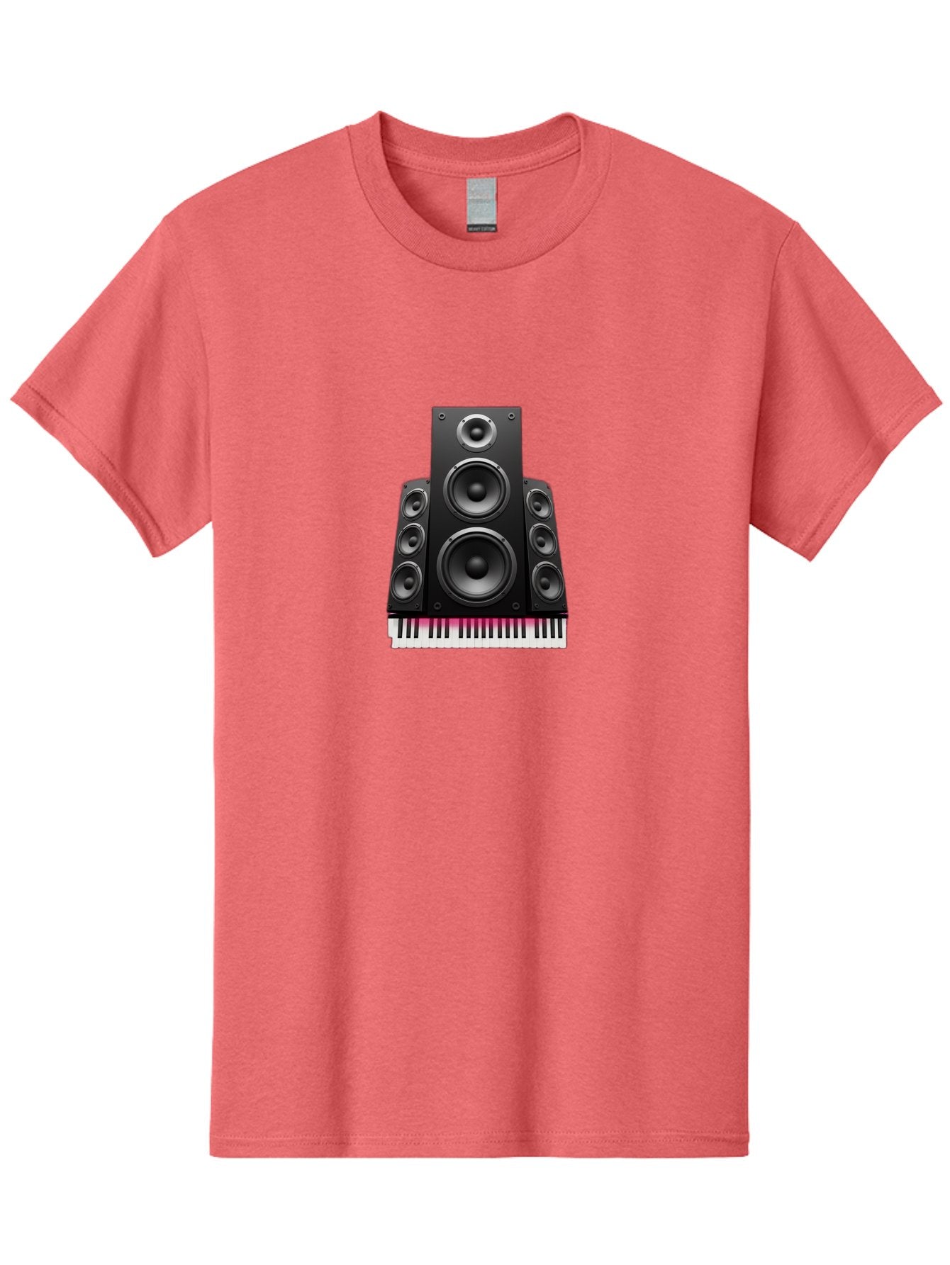 Speakers-And-Piano-Keys Men'S Graphic Tee, 100% Cotton, Comfortable Casual Summer Wear, Machine Washable, Speaker System, Audio Equipment, Sound Technology, Music Production, Home Theater, Sound Waves, Music Keys, Piano Keyboard, Bad677 12