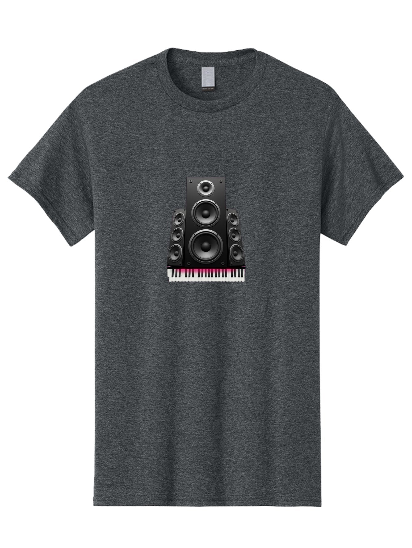 Speakers-And-Piano-Keys Men'S Graphic Tee, 100% Cotton, Comfortable Casual Summer Wear, Machine Washable, Speaker System, Audio Equipment, Sound Technology, Music Production, Home Theater, Sound Waves, Music Keys, Piano Keyboard, Bad677 6