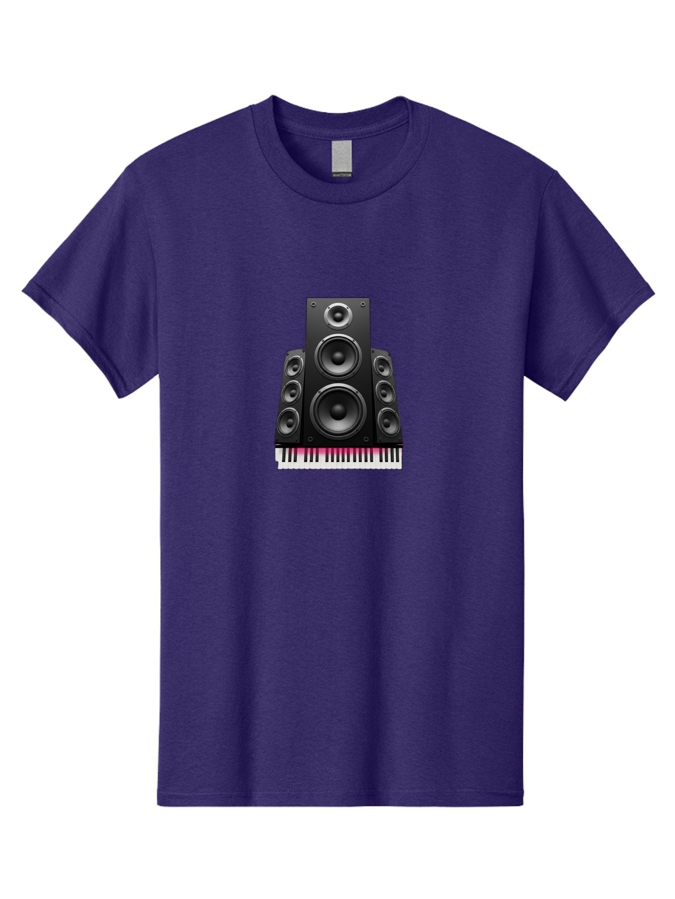 Speakers-And-Piano-Keys Men'S Graphic Tee, 100% Cotton, Comfortable Casual Summer Wear, Machine Washable, Speaker System, Audio Equipment, Sound Technology, Music Production, Home Theater, Sound Waves, Music Keys, Piano Keyboard, Bad677 8