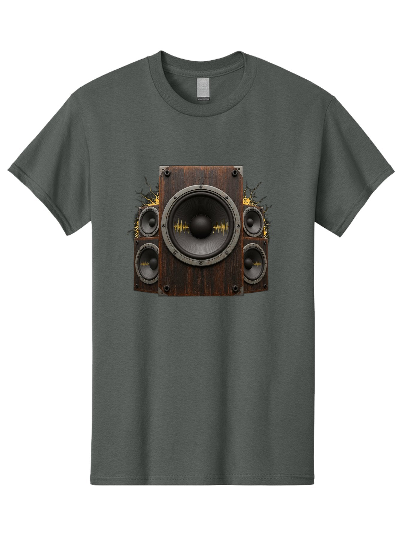 Speakers-With-Soundwaves Men'S Graphic Tee, 100% Cotton, Comfortable Casual Summer Wear, Machine Washable, Wooden Speakers, Sound Waves, Audio Equipment, Music Technology, Sound System, Vibrant Sound, Dynamic Audio Bad679 13