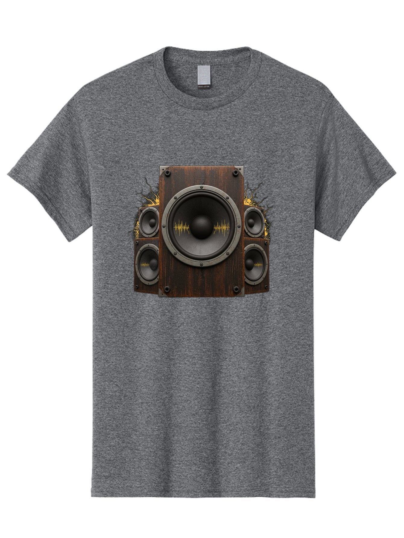 Speakers-With-Soundwaves Men'S Graphic Tee, 100% Cotton, Comfortable Casual Summer Wear, Machine Washable, Wooden Speakers, Sound Waves, Audio Equipment, Music Technology, Sound System, Vibrant Sound, Dynamic Audio Bad679 15