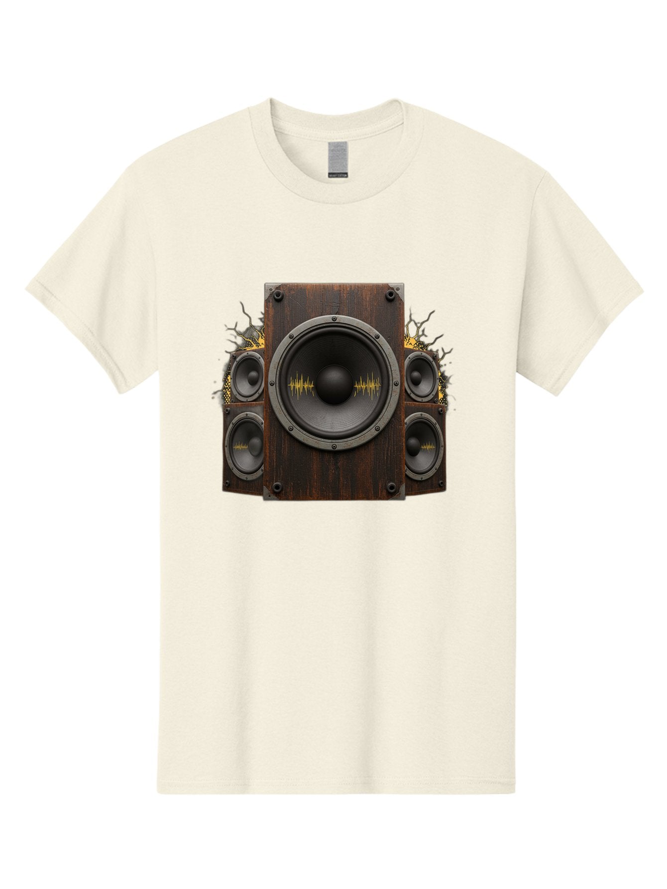 Speakers-With-Soundwaves Men'S Graphic Tee, 100% Cotton, Comfortable Casual Summer Wear, Machine Washable, Wooden Speakers, Sound Waves, Audio Equipment, Music Technology, Sound System, Vibrant Sound, Dynamic Audio Bad679 7