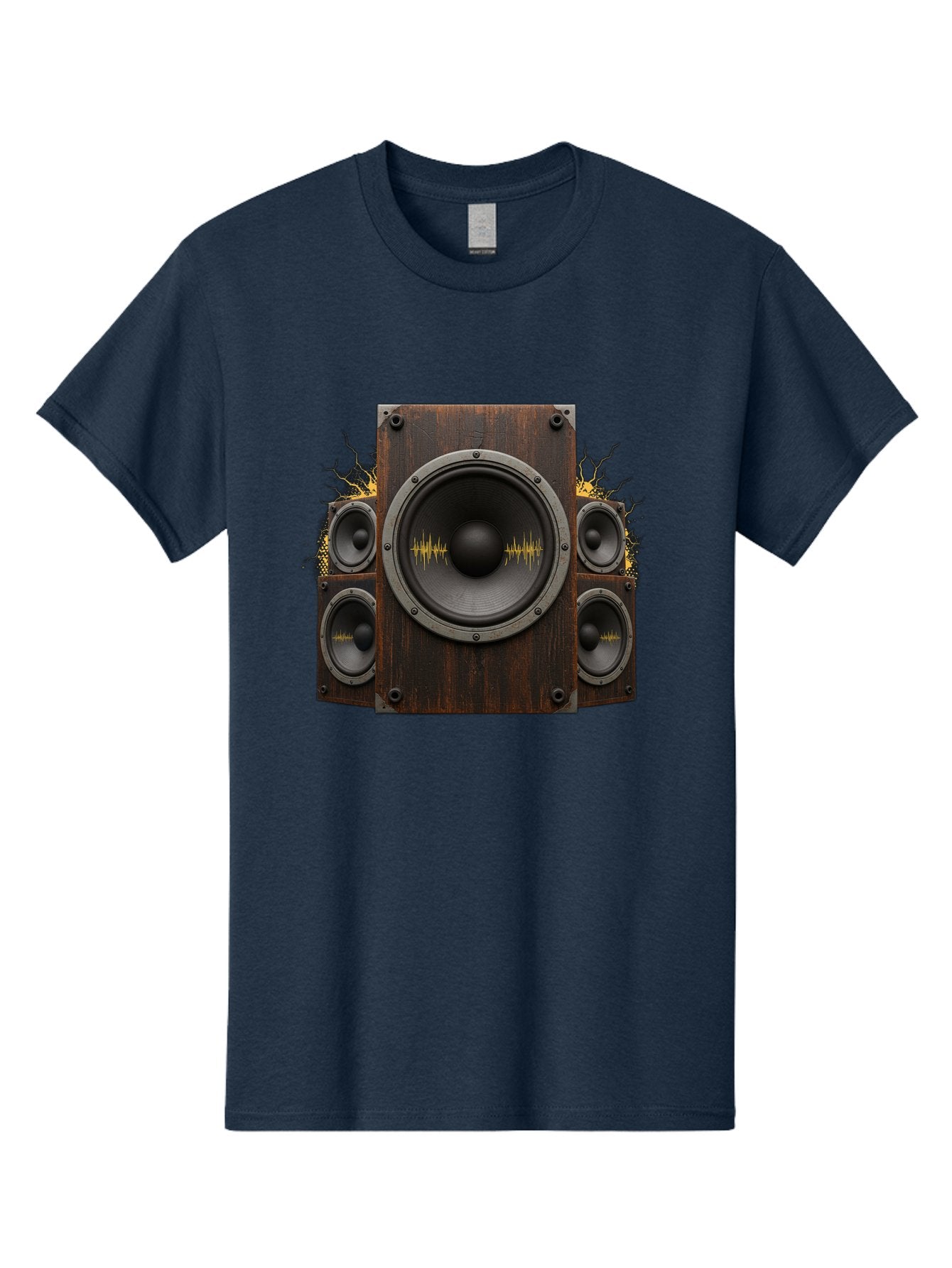 Speakers-With-Soundwaves Men'S Graphic Tee, 100% Cotton, Comfortable Casual Summer Wear, Machine Washable, Wooden Speakers, Sound Waves, Audio Equipment, Music Technology, Sound System, Vibrant Sound, Dynamic Audio Bad679 9
