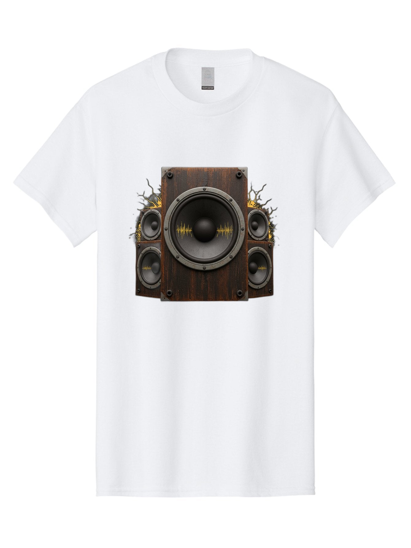 Speakers-With-Soundwaves Men'S Graphic Tee, 100% Cotton, Comfortable Casual Summer Wear, Machine Washable, Wooden Speakers, Sound Waves, Audio Equipment, Music Technology, Sound System, Vibrant Sound, Dynamic Audio Bad679 14