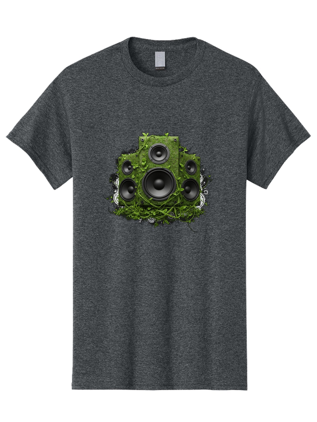 Speakers Men'S Graphic Tee, 100% Cotton, Comfortable Casual Summer Wear, Machine Washable, Grunge Sound System, Vintage Speaker, Overgrown With Vines, Eco-Friendly Audio, Retro Tech, Wild Outdoor Sound, Abstract Art Bad680 14