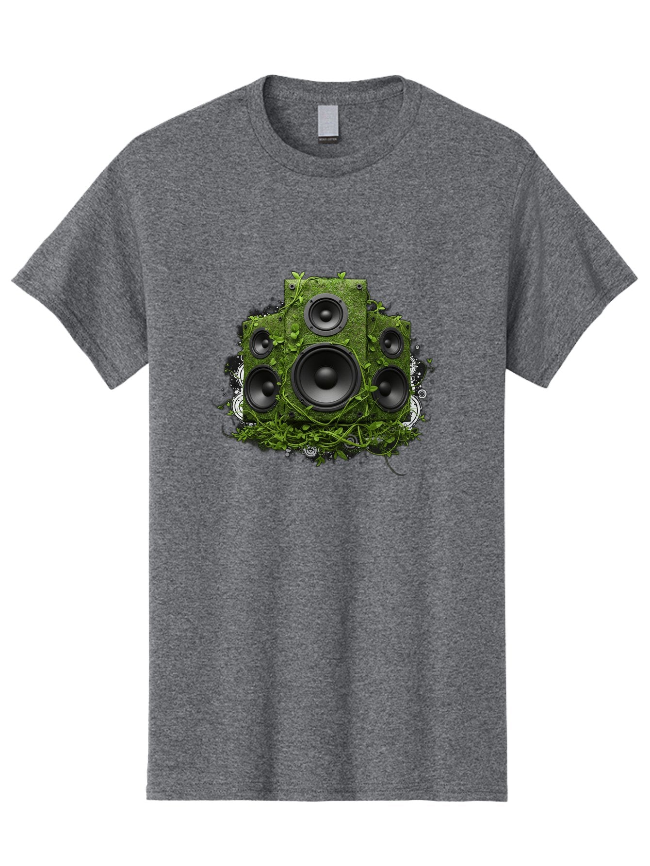 Speakers Men'S Graphic Tee, 100% Cotton, Comfortable Casual Summer Wear, Machine Washable, Grunge Sound System, Vintage Speaker, Overgrown With Vines, Eco-Friendly Audio, Retro Tech, Wild Outdoor Sound, Abstract Art Bad680 13