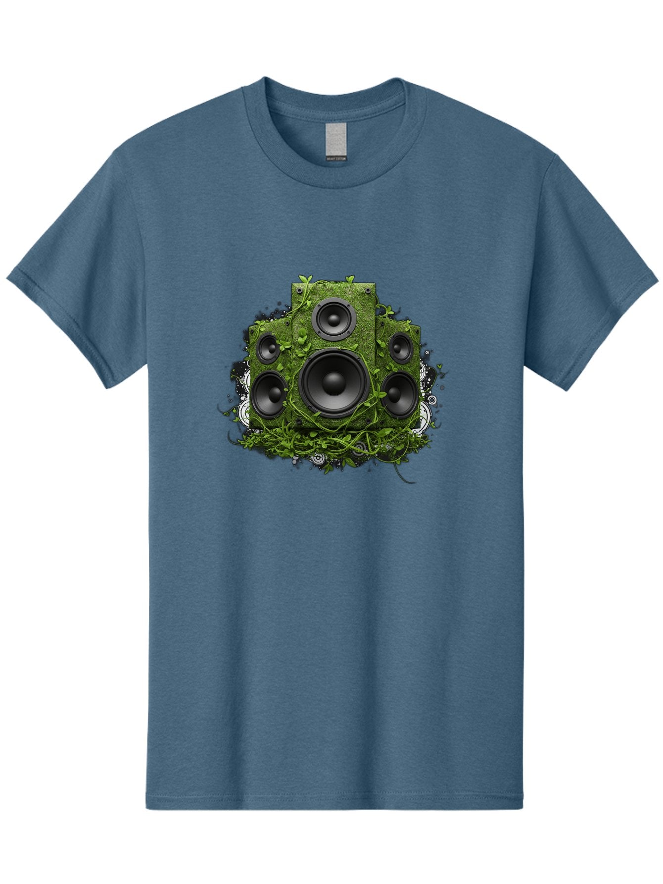 Speakers Men'S Graphic Tee, 100% Cotton, Comfortable Casual Summer Wear, Machine Washable, Grunge Sound System, Vintage Speaker, Overgrown With Vines, Eco-Friendly Audio, Retro Tech, Wild Outdoor Sound, Abstract Art Bad680 5