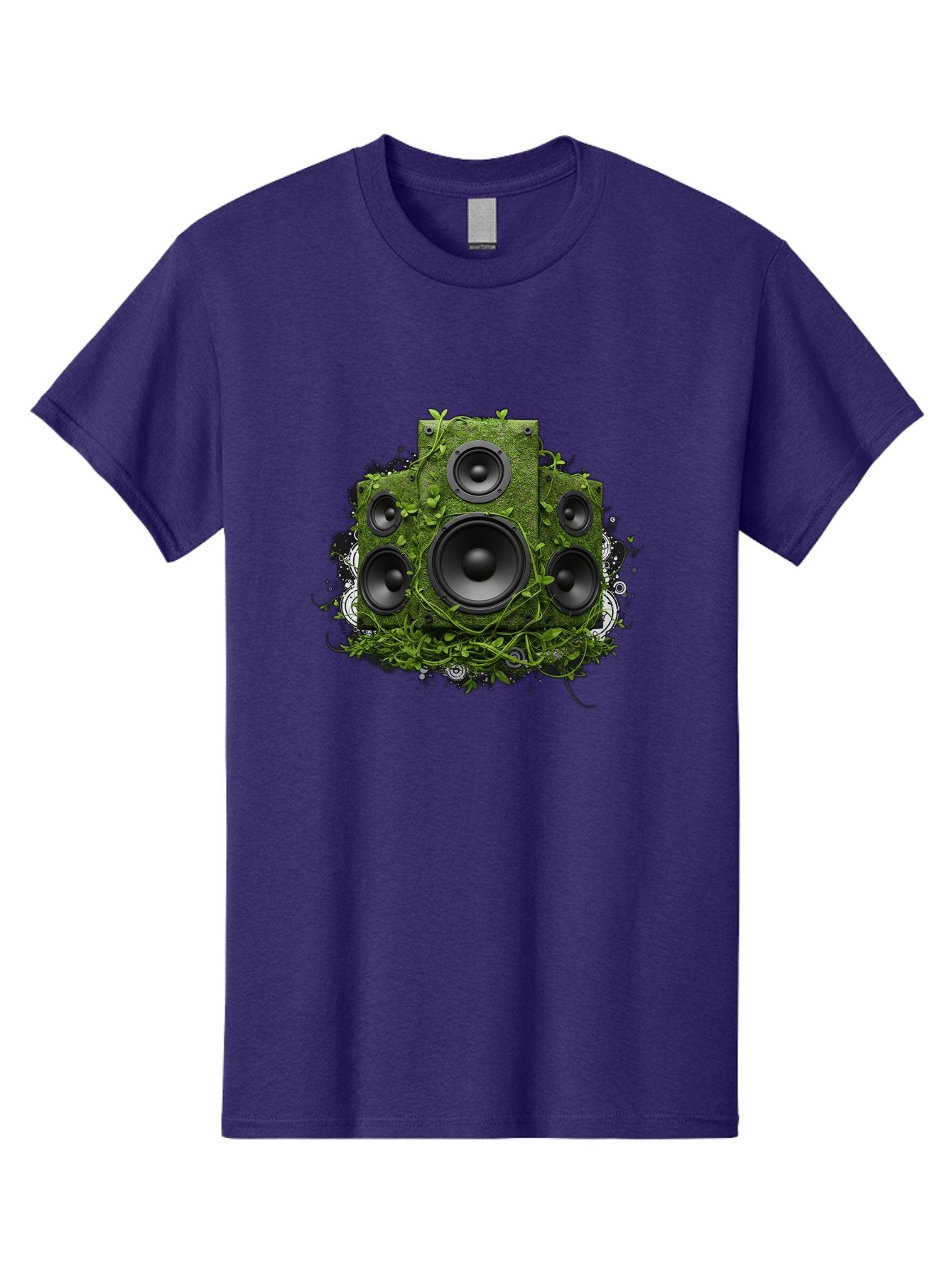 Speakers Men'S Graphic Tee, 100% Cotton, Comfortable Casual Summer Wear, Machine Washable, Grunge Sound System, Vintage Speaker, Overgrown With Vines, Eco-Friendly Audio, Retro Tech, Wild Outdoor Sound, Abstract Art Bad680 4