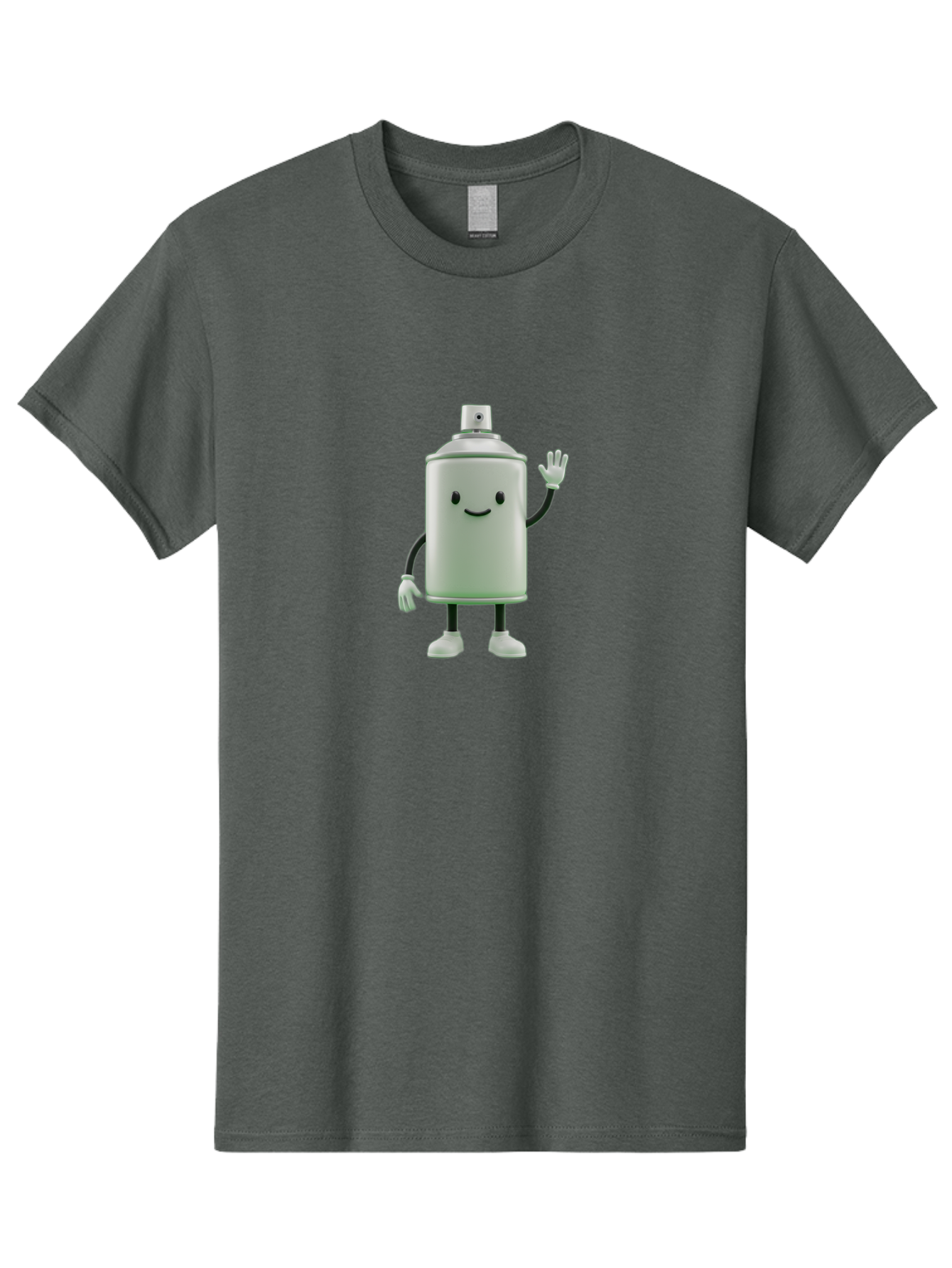 Spray-Can-Character-1 Men'S Graphic Tee, 100% Cotton, Comfortable Casual Summer Wear, Machine Washable, Cartoon Spray Can, Smiling Face, Waving Hand, White Gloves, Black Arms And Legs, Friendly Vibe, Animated Can, Humorous Character, Bad686 7