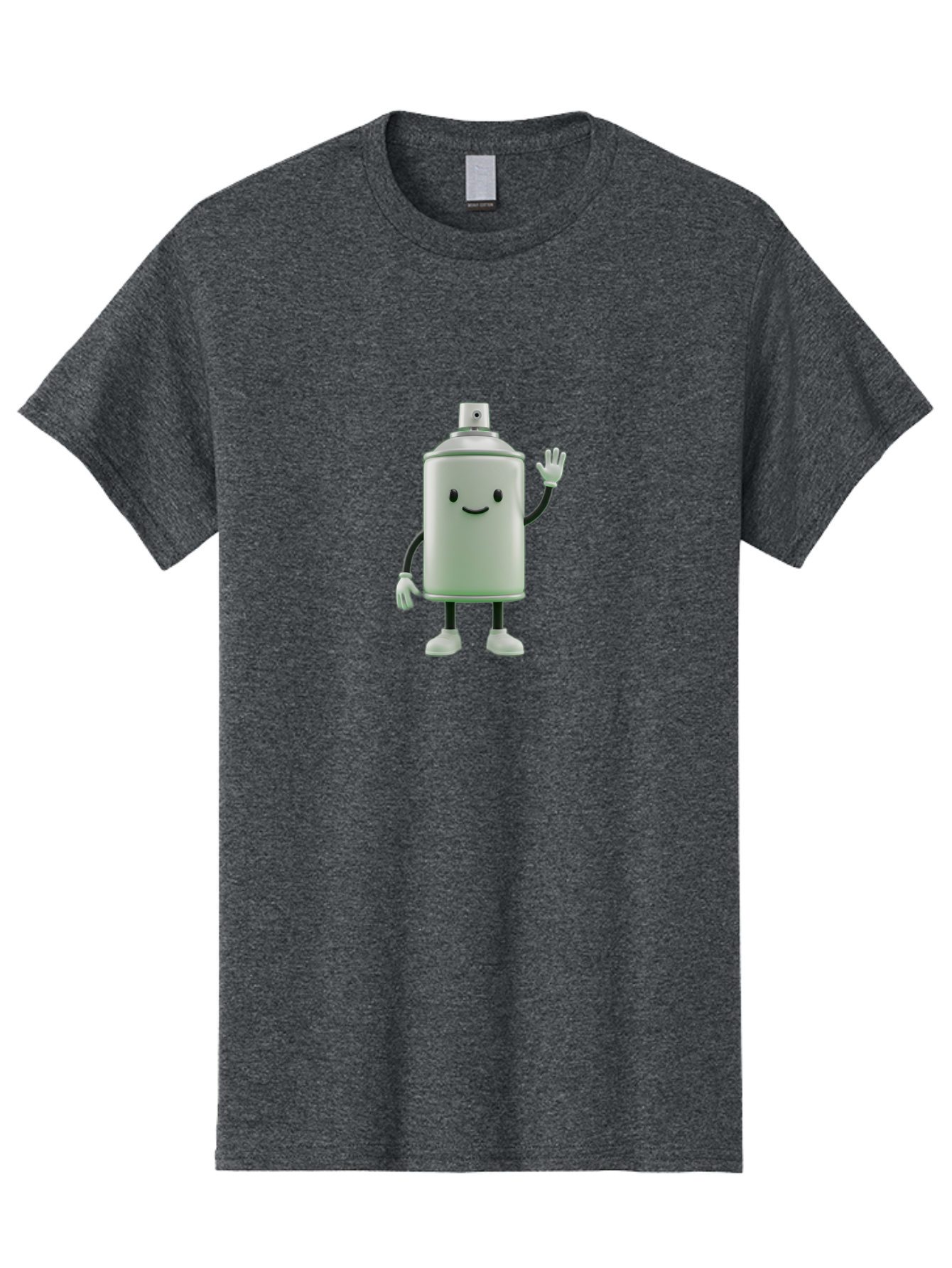 Spray-Can-Character-1 Men'S Graphic Tee, 100% Cotton, Comfortable Casual Summer Wear, Machine Washable, Cartoon Spray Can, Smiling Face, Waving Hand, White Gloves, Black Arms And Legs, Friendly Vibe, Animated Can, Humorous Character, Bad686 4